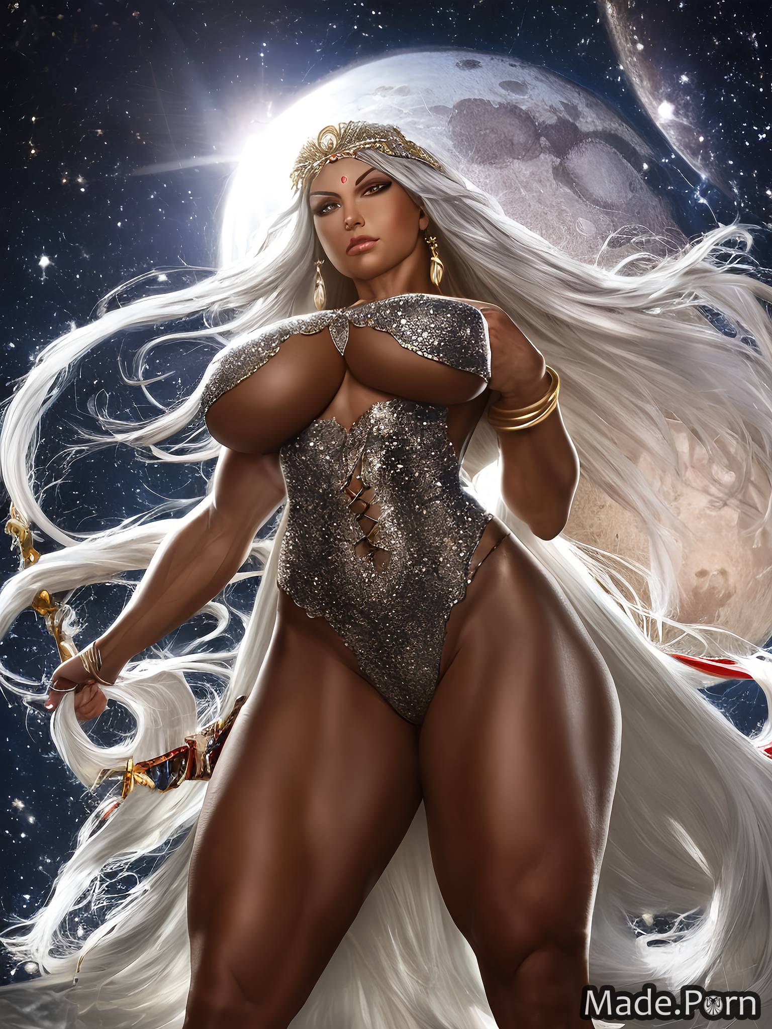 Porn Image Of Vivid White Hair Necklace Spreading Legs Solar Eclipse