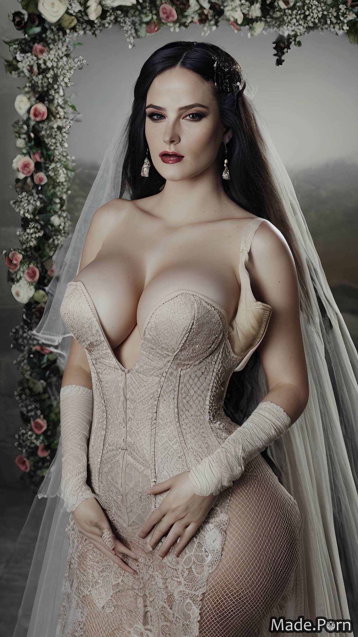 Porn Image Of Messy Hair Huge Boobs Black Hair Earrings Wedding Long