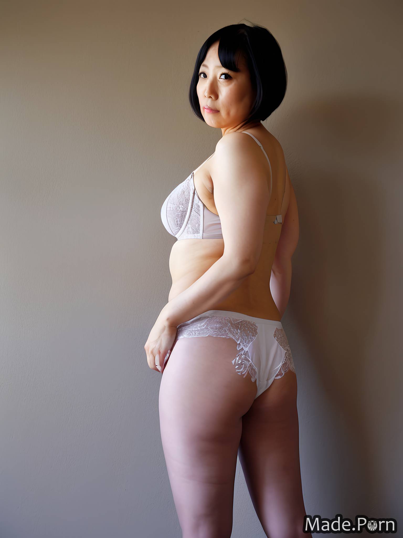 Porn Image Of Beige Short Busty White Black Hair Pantyhose Created By Ai