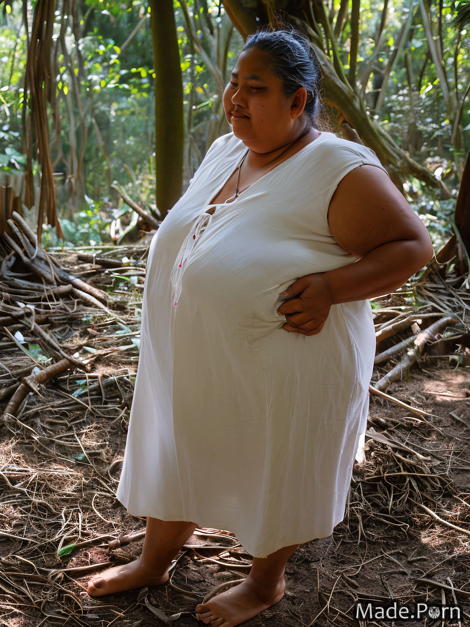 Porn Image Of Grey Hair Big Hips Woman Bbw Barefoot Collarbone