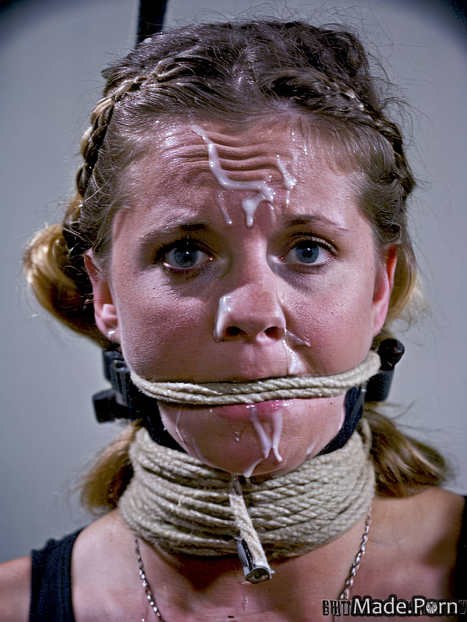 Porn Image Of Facial Looking At Viewer Hogtie Nude French Braid Collar