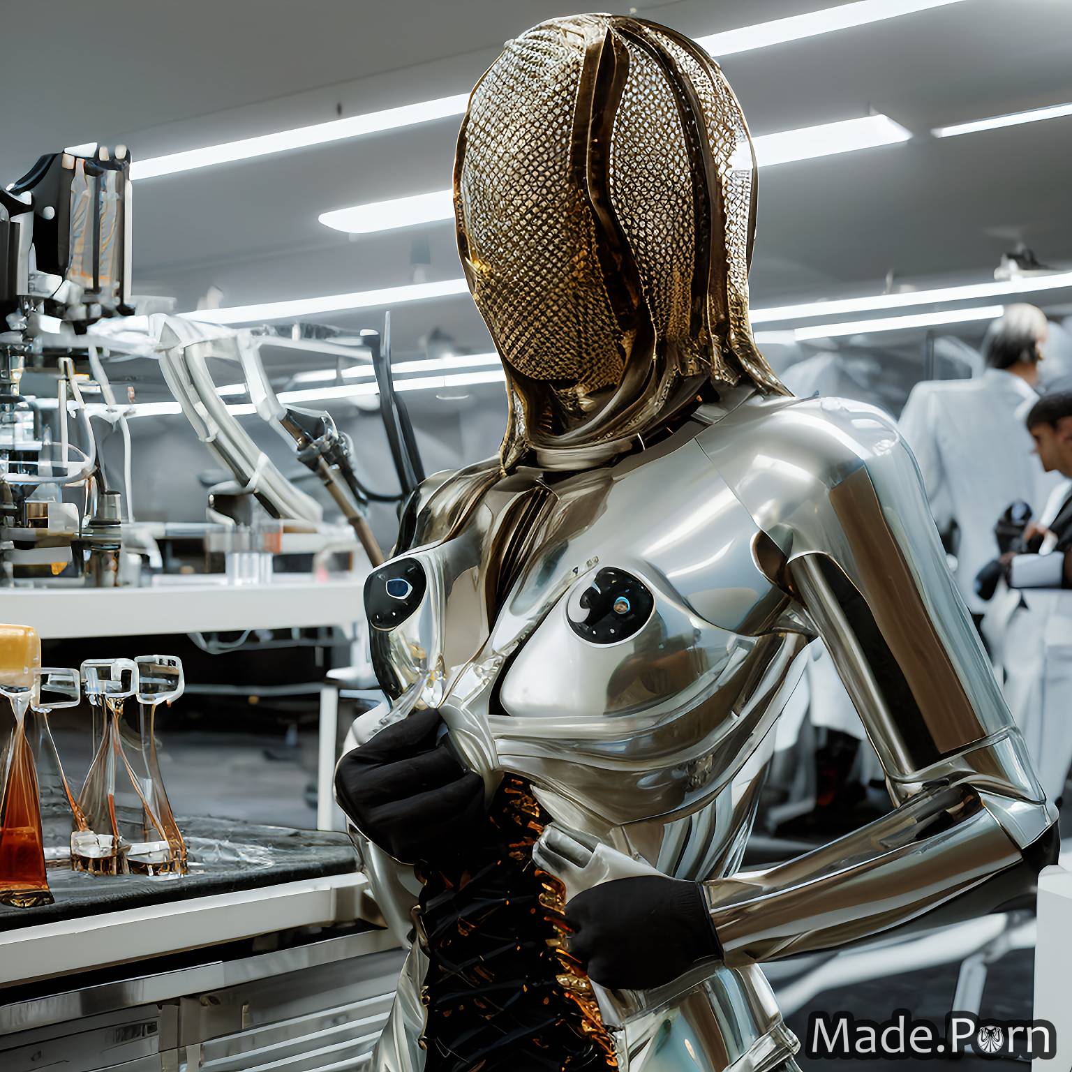 Porn Image Of Bronze Titanium Laboratory Sci Fi Chrome Woman Created