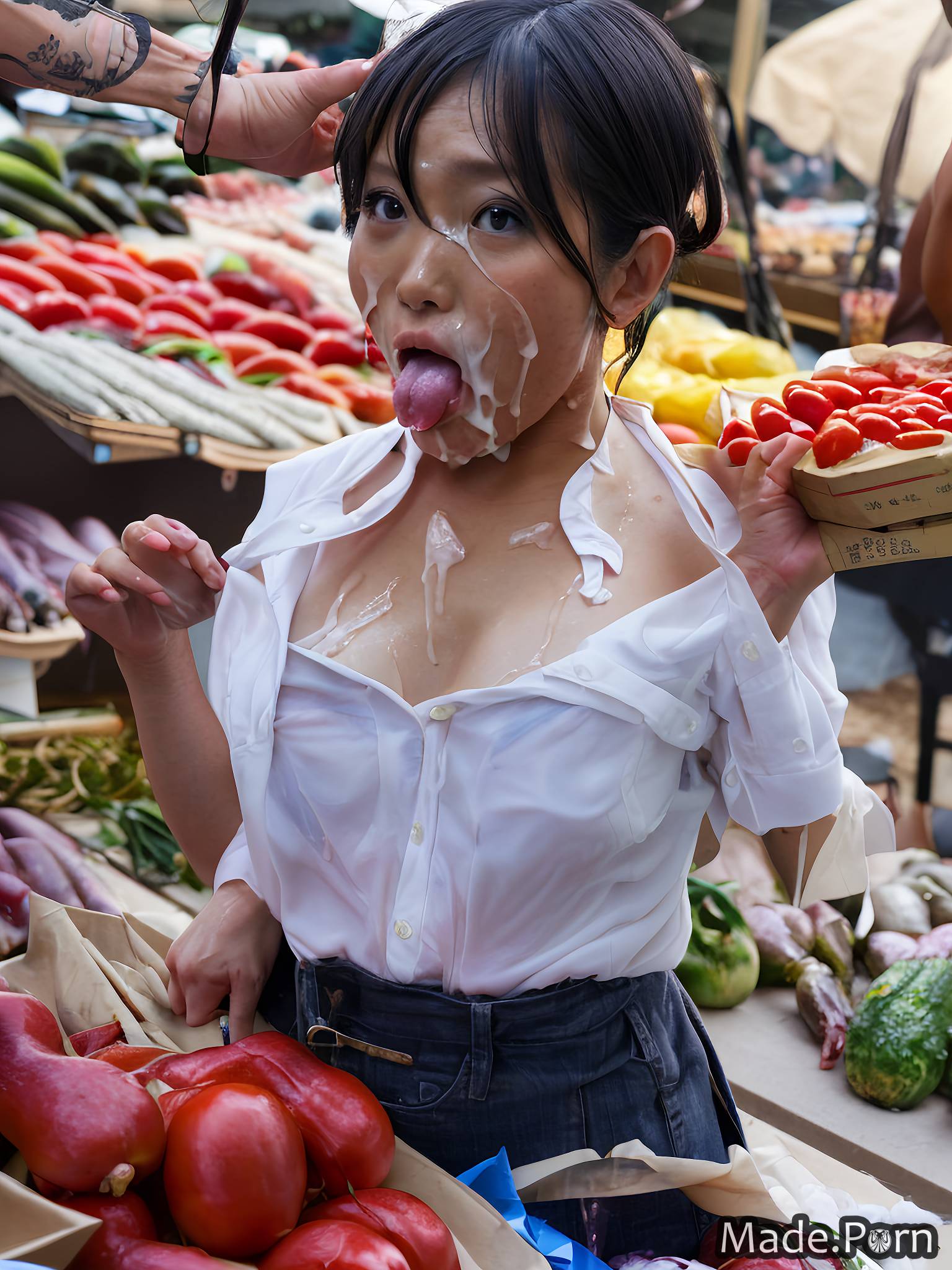 Porn Image Of Close Up Short Hair Farmers Market Looking At Viewer