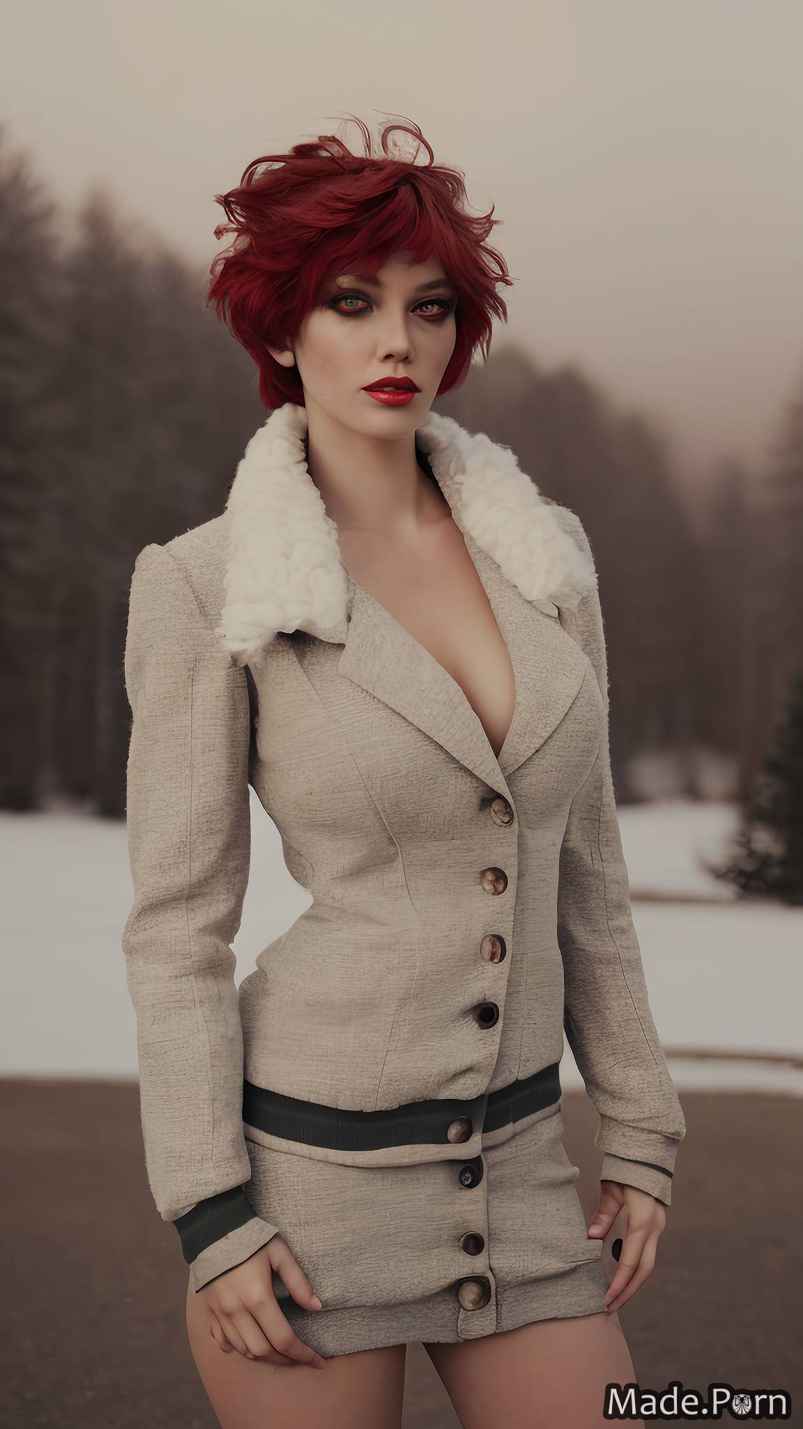 Porn Image Of Short Hair Sci Fi Fur Red Nude Jacket Created By Ai