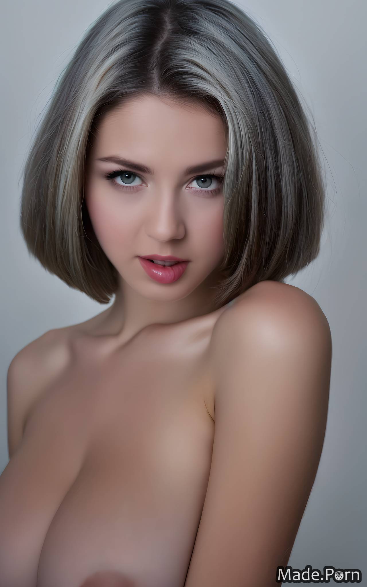 Porn Image Of Nude Inverted Bobcut Woman Perfect Boobs White Hair Saggy