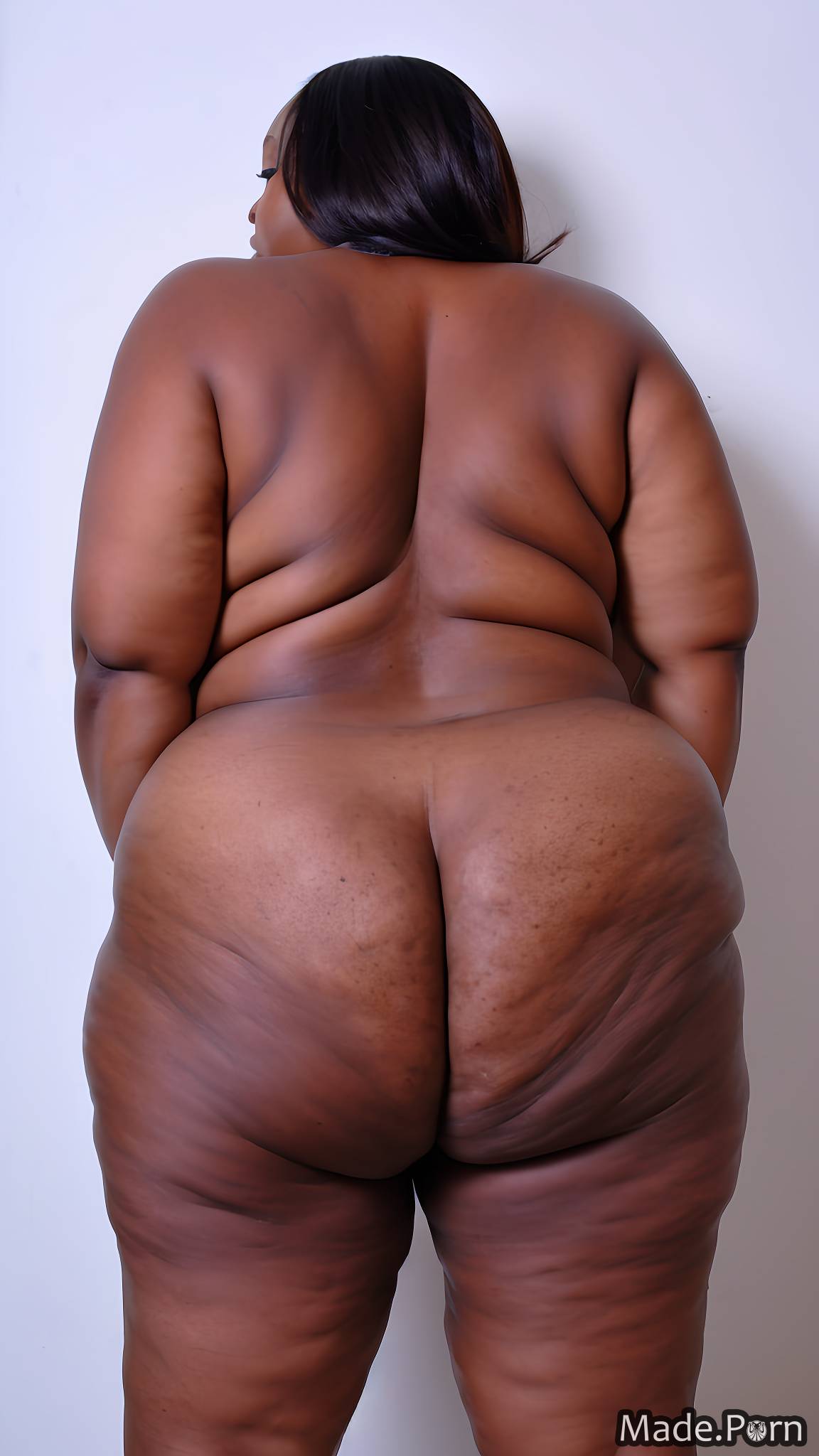 Porn image of thick fat big hips woman looking back nude standing created  by AI