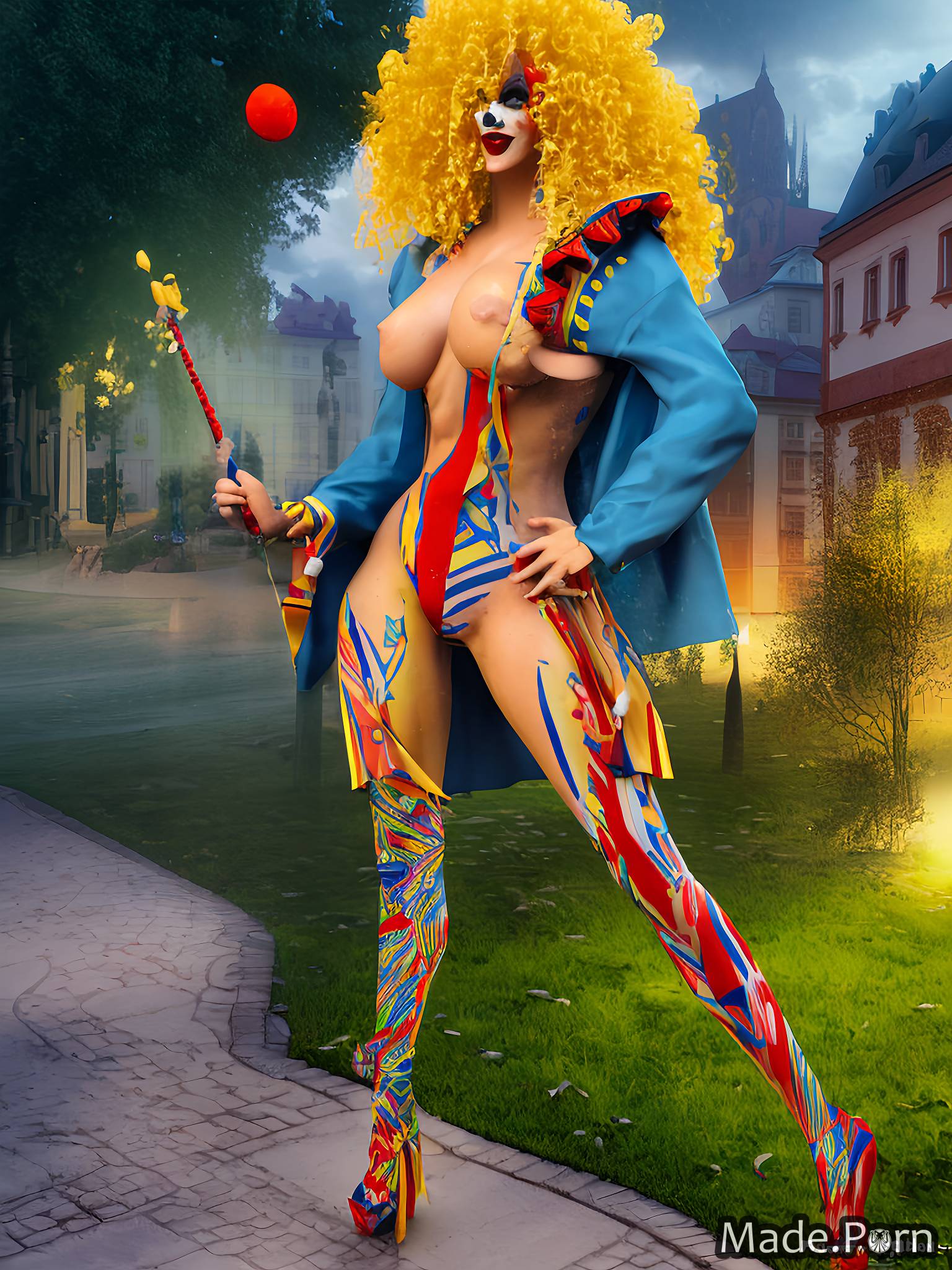 Native American Costume Porn - Porn image of fingering hip hop native american angry Prague Castle, Czech  Republic blonde clown 3D created by AI