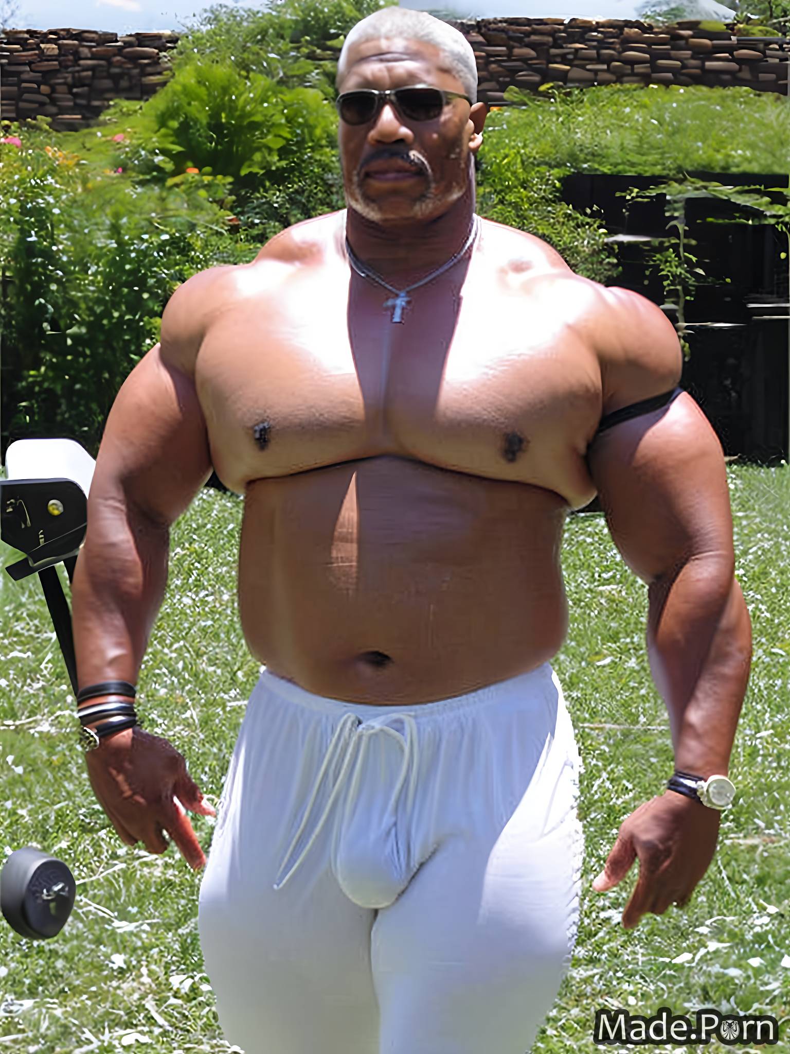 Porn image of gay gigantic boobs police 60 big balls bodybuilder thick  created by AI