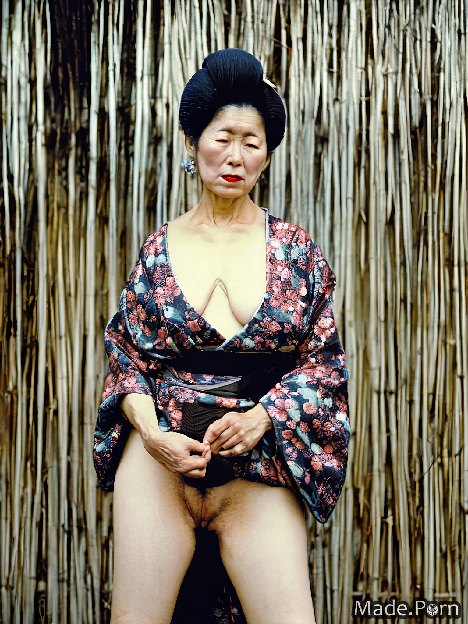 Vintage Japanese Geisha Porn - Porn image of 60 partially nude japanese geisha Vintage saggy tits skinny  created by AI