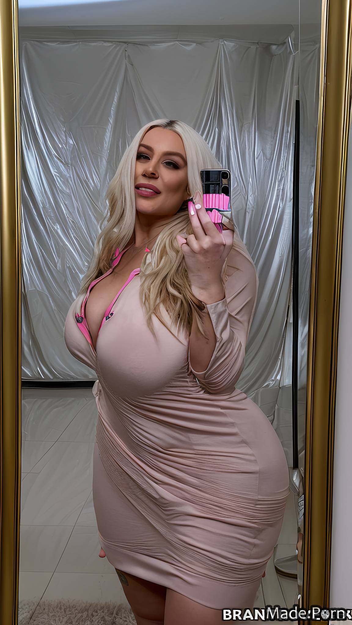 Bbw Huge Boobs Selfie - Porn image of mirror selfie oiled body bbw knitted standing huge boobs  thighs created by AI