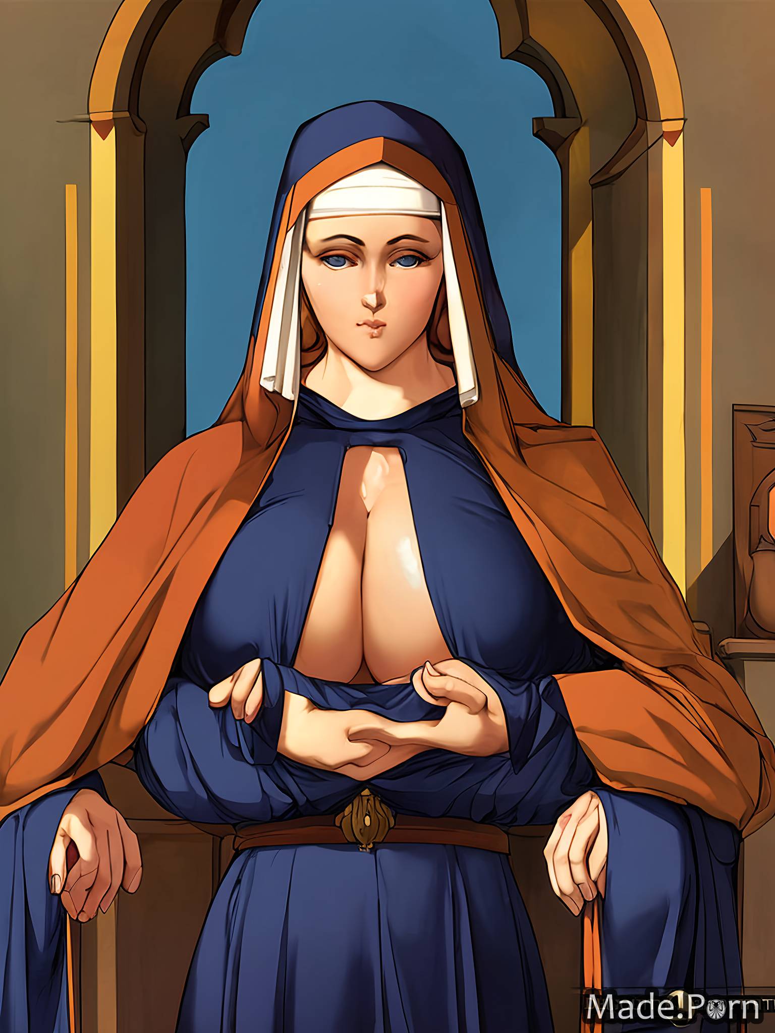 Huge Tits Toon Nun - Porn image of gothic full shot huge boobs partially nude nun church perfect  body created by AI