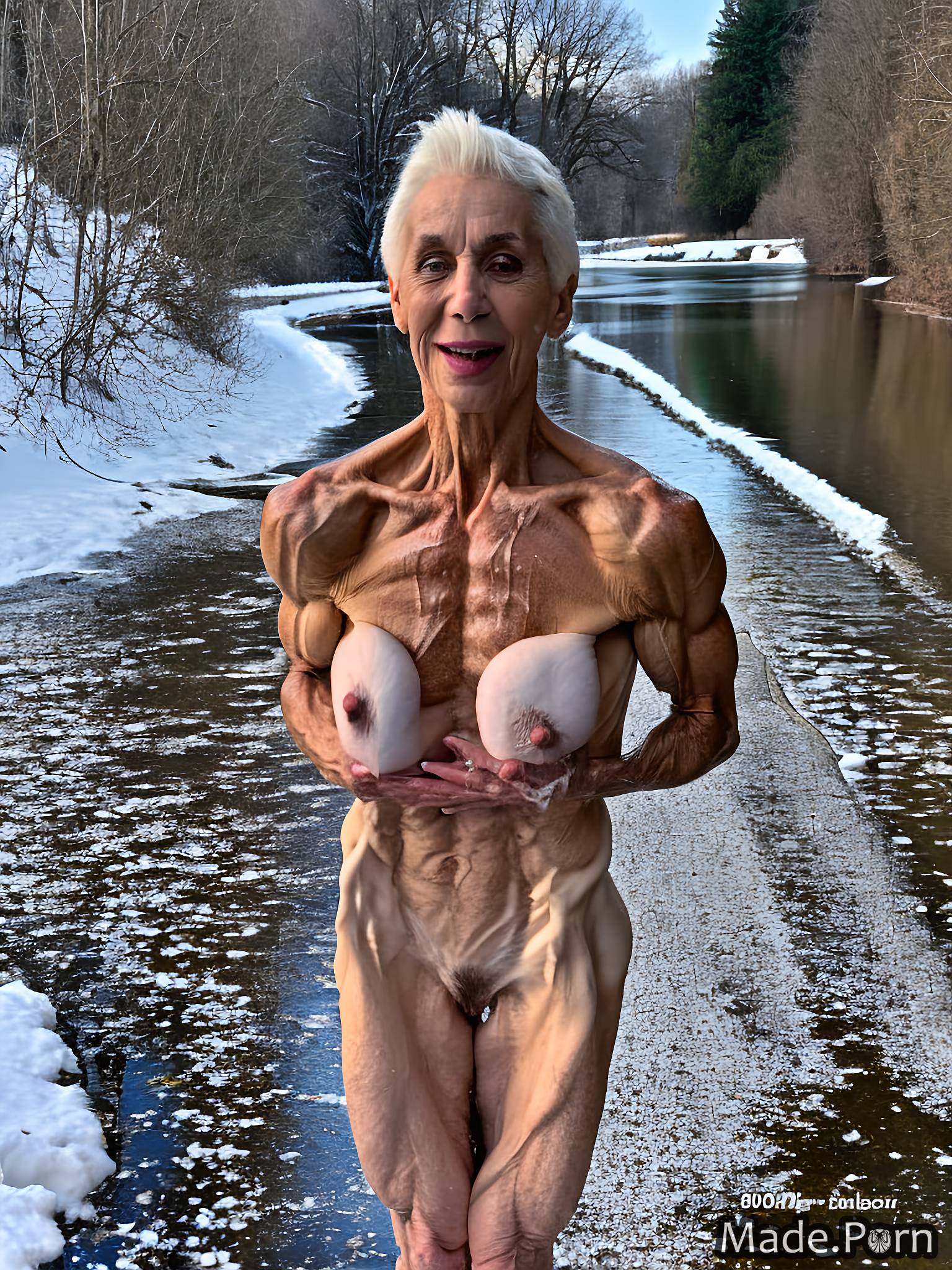 Porn image of full shot french screaming morning nude 80 muscular created  by AI