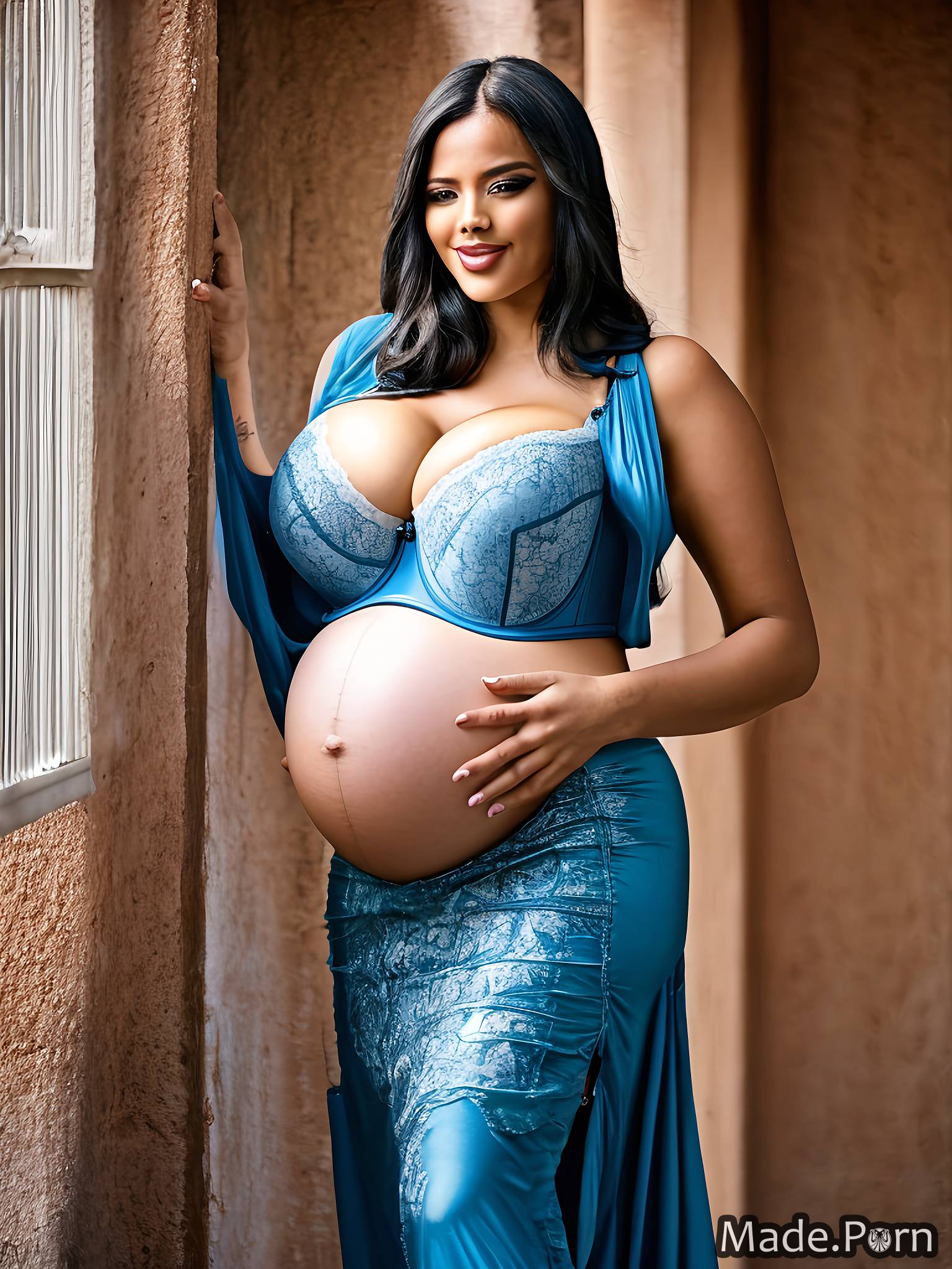 Porn image of 18 ssbbw lesbian pregnant made big hips gigantic boobs  created by AI