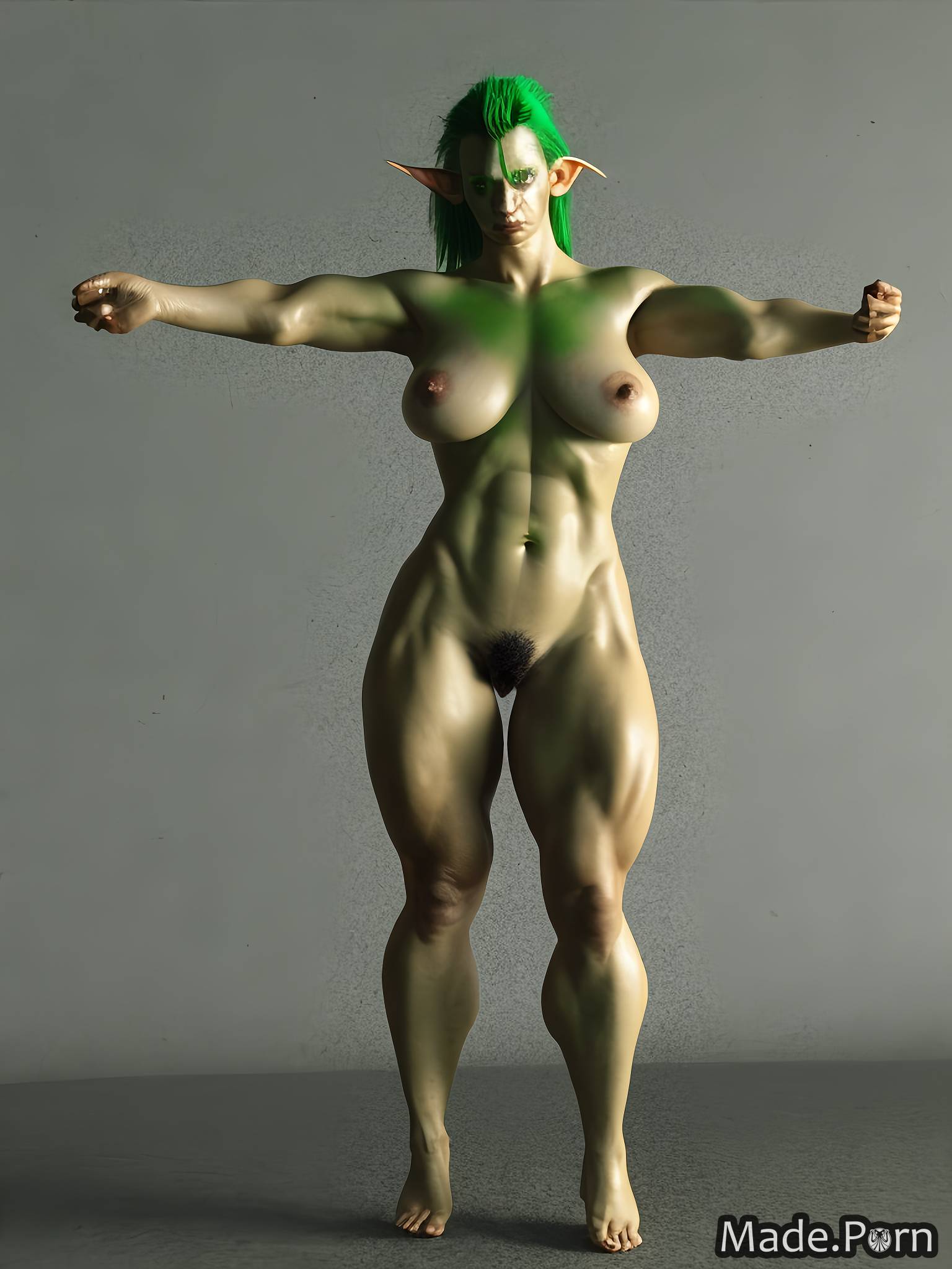 1536px x 2048px - Porn image of goblin 50 3d green hair muscular big hips woman created by AI