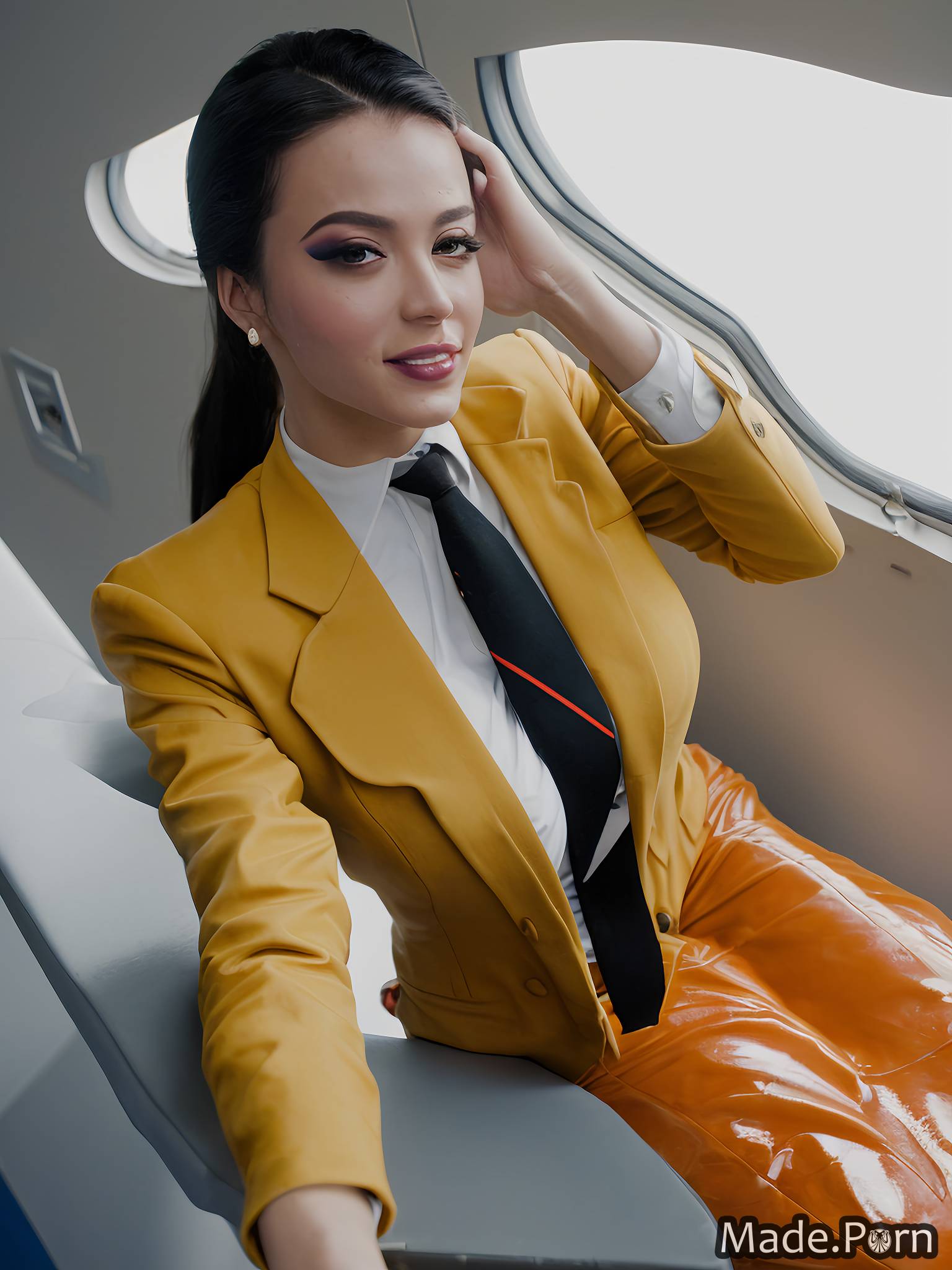 Flight Attendant Blowjob - Porn image of woman cleavage smile fairer skin flight attendant blowjob big  tits created by AI