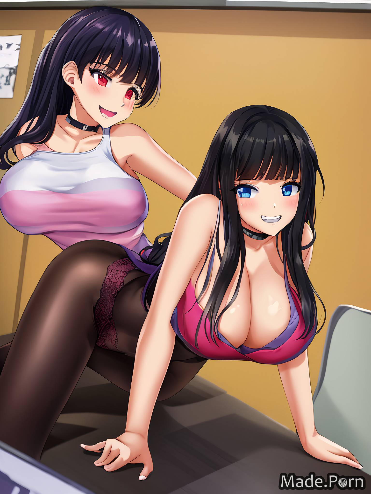 Porn image of woman evening smile anime 30 black hair doggystyle created by  AI