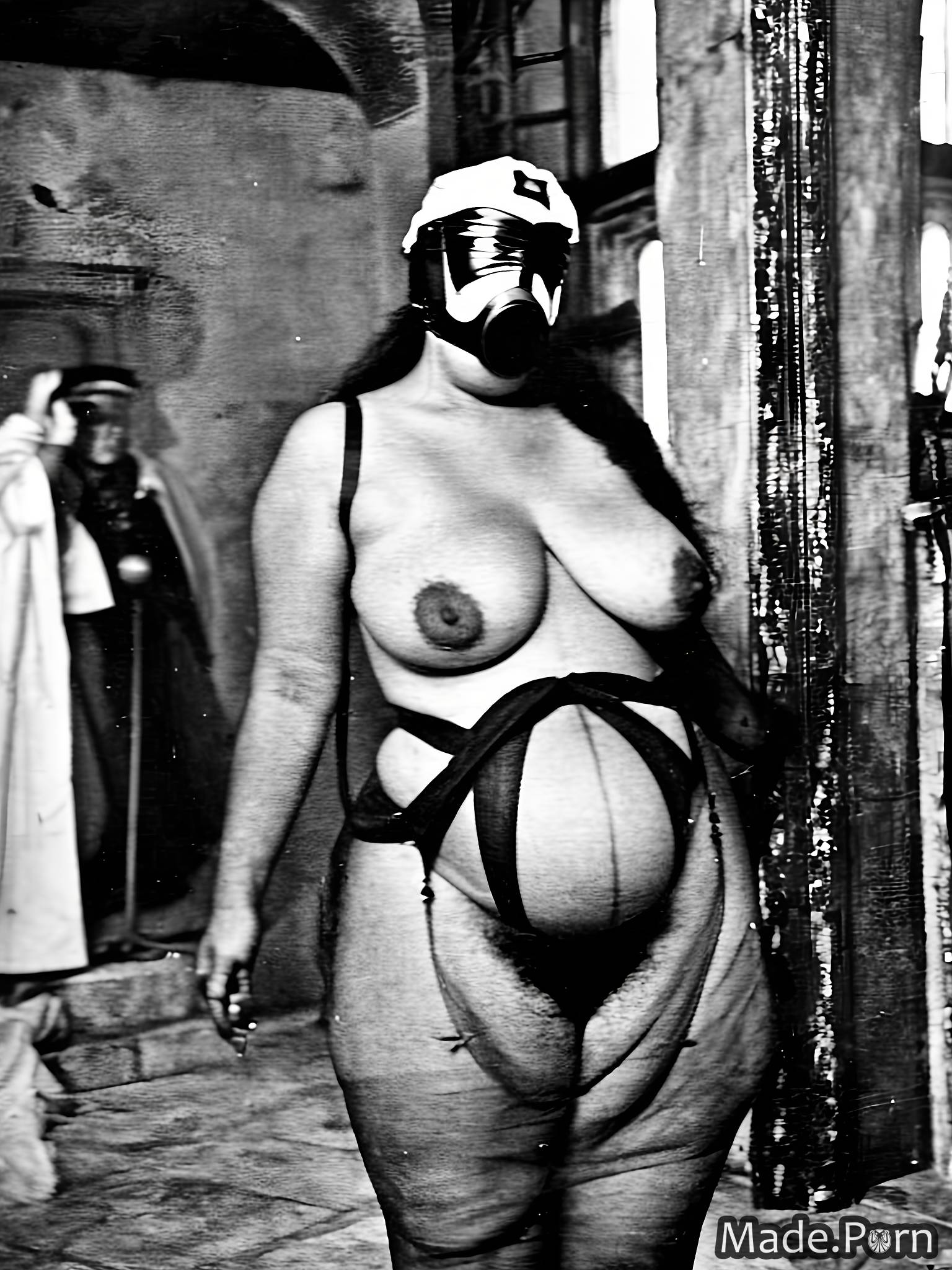 Bbw Mask Porn - Porn image of gas mask maid bbw ssbbw big ass fat nude created by AI