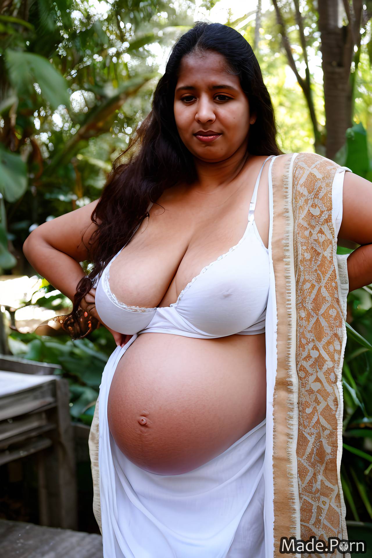 Porn image of busty frizzy hair indian wife big hips huge boobs pregnant  created by AI