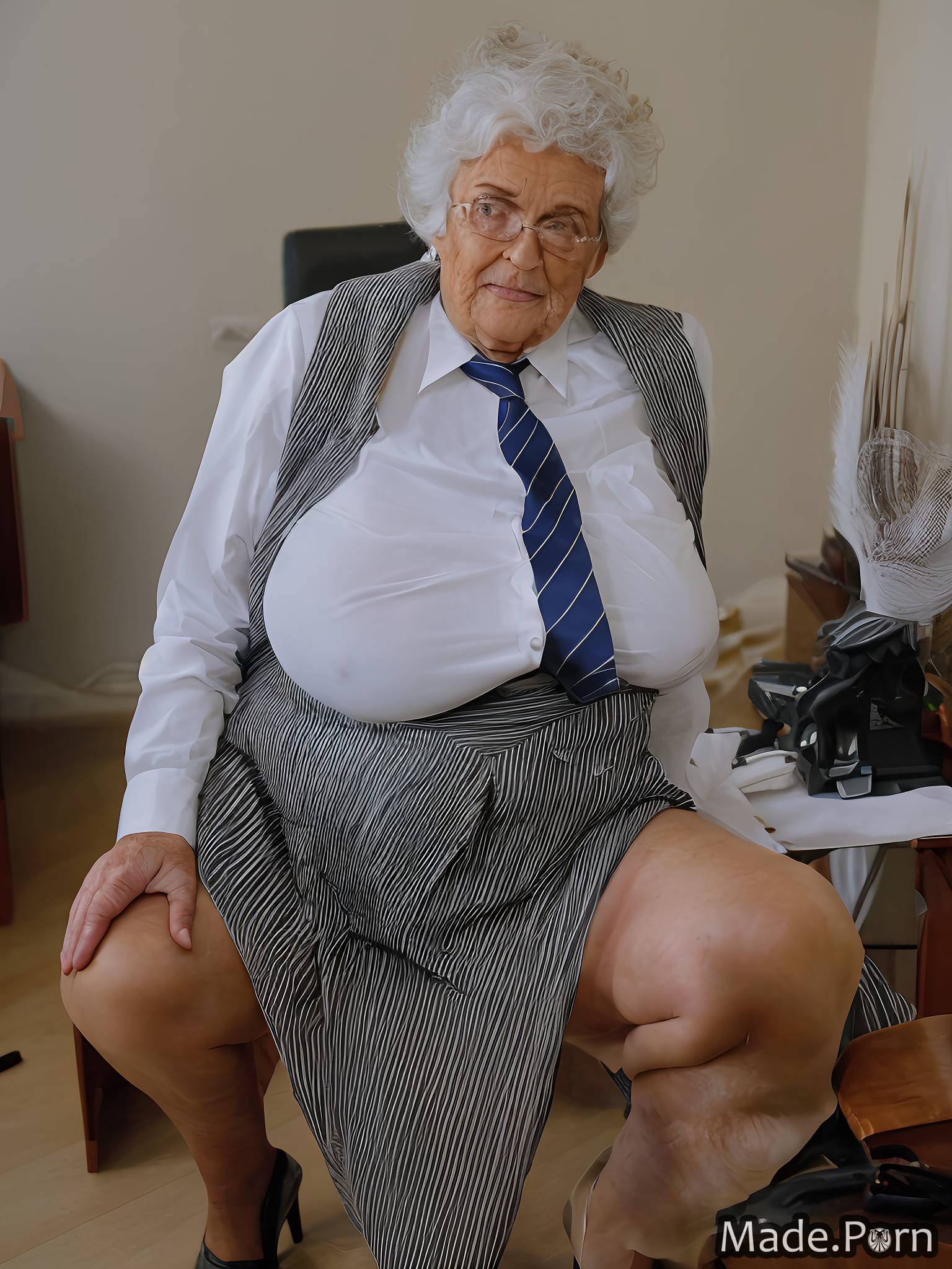 Porn image of office handjob kneeling angry made morning ssbbw created by AI