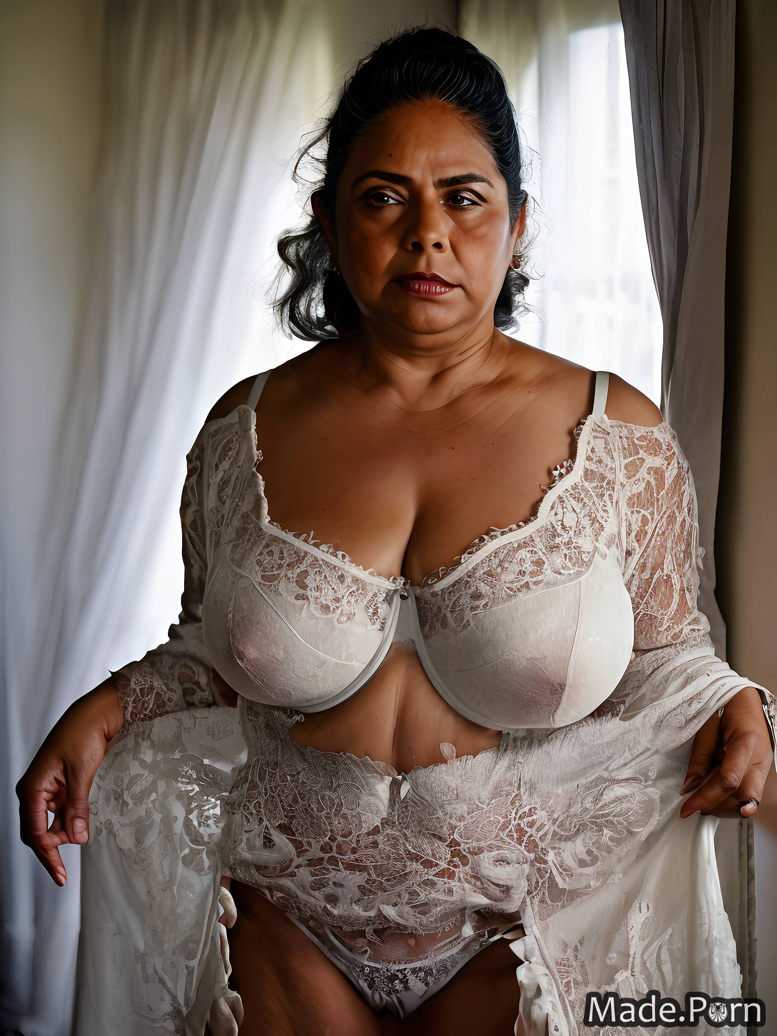 Porn image of saggy tits woman negligee 60 made chubby mexican created by AI