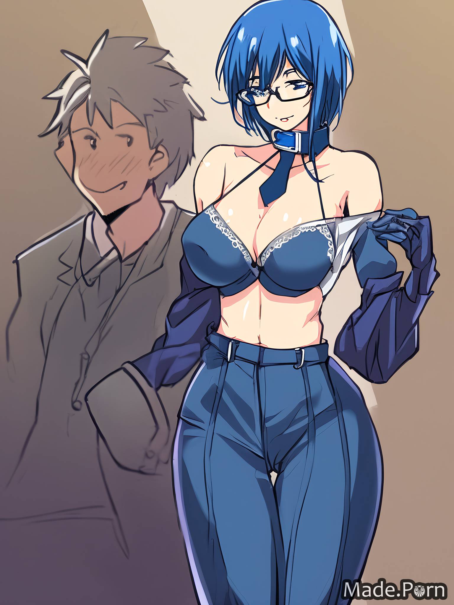 Anime Suit Porn - Porn image of suit happy small tits anime small ass blue hair collar  created by AI
