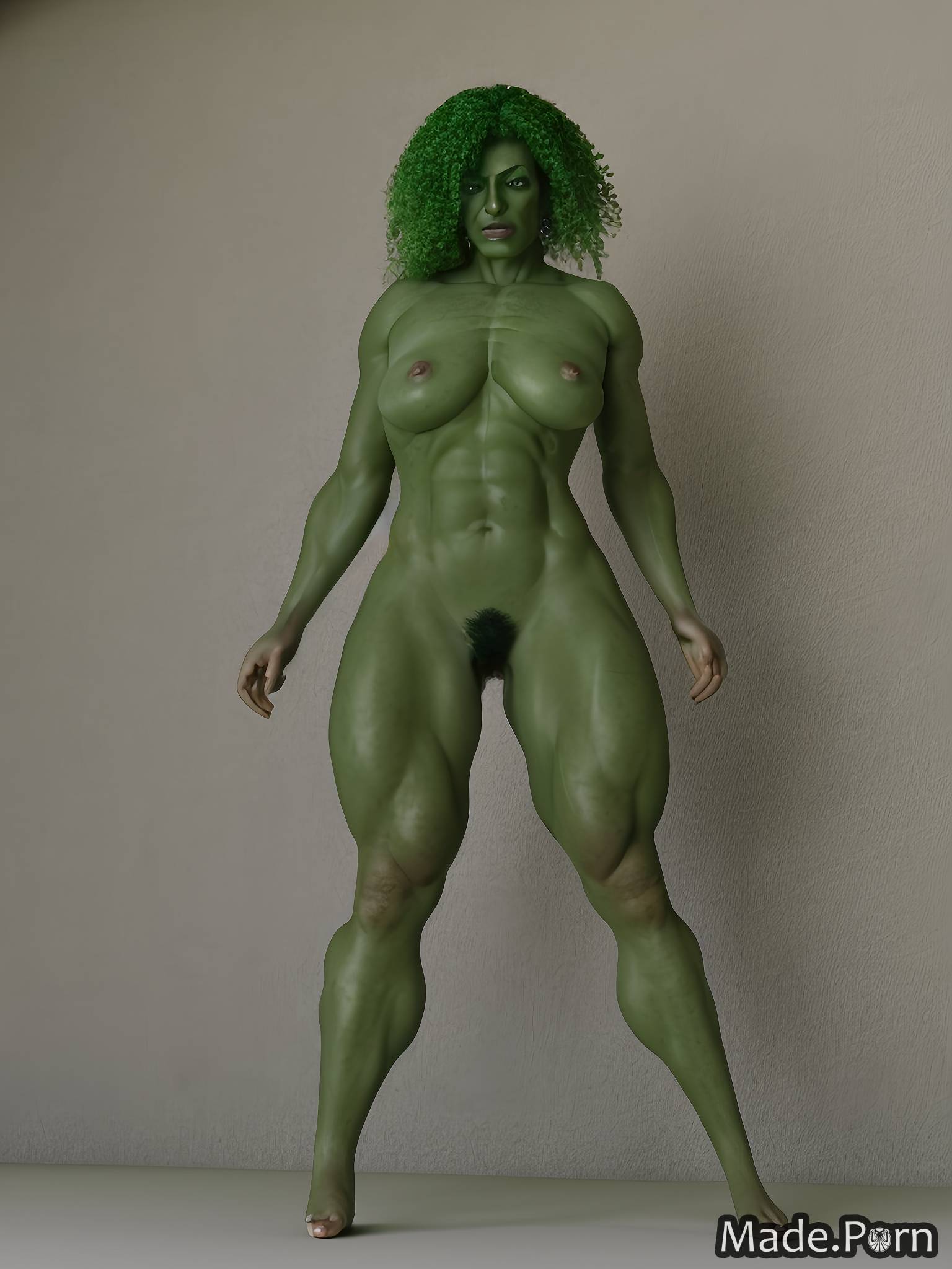 3d Green Porn - Porn image of green hair 50 thick muscular woman 3d big hips created by AI