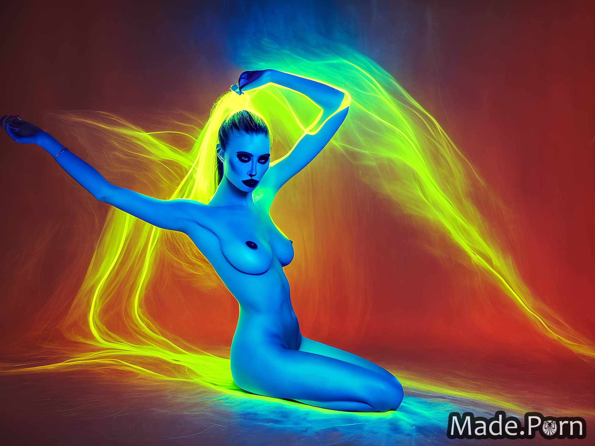 Porn image of dark nude 20 vivid glow neon dark fantasy light created by AI