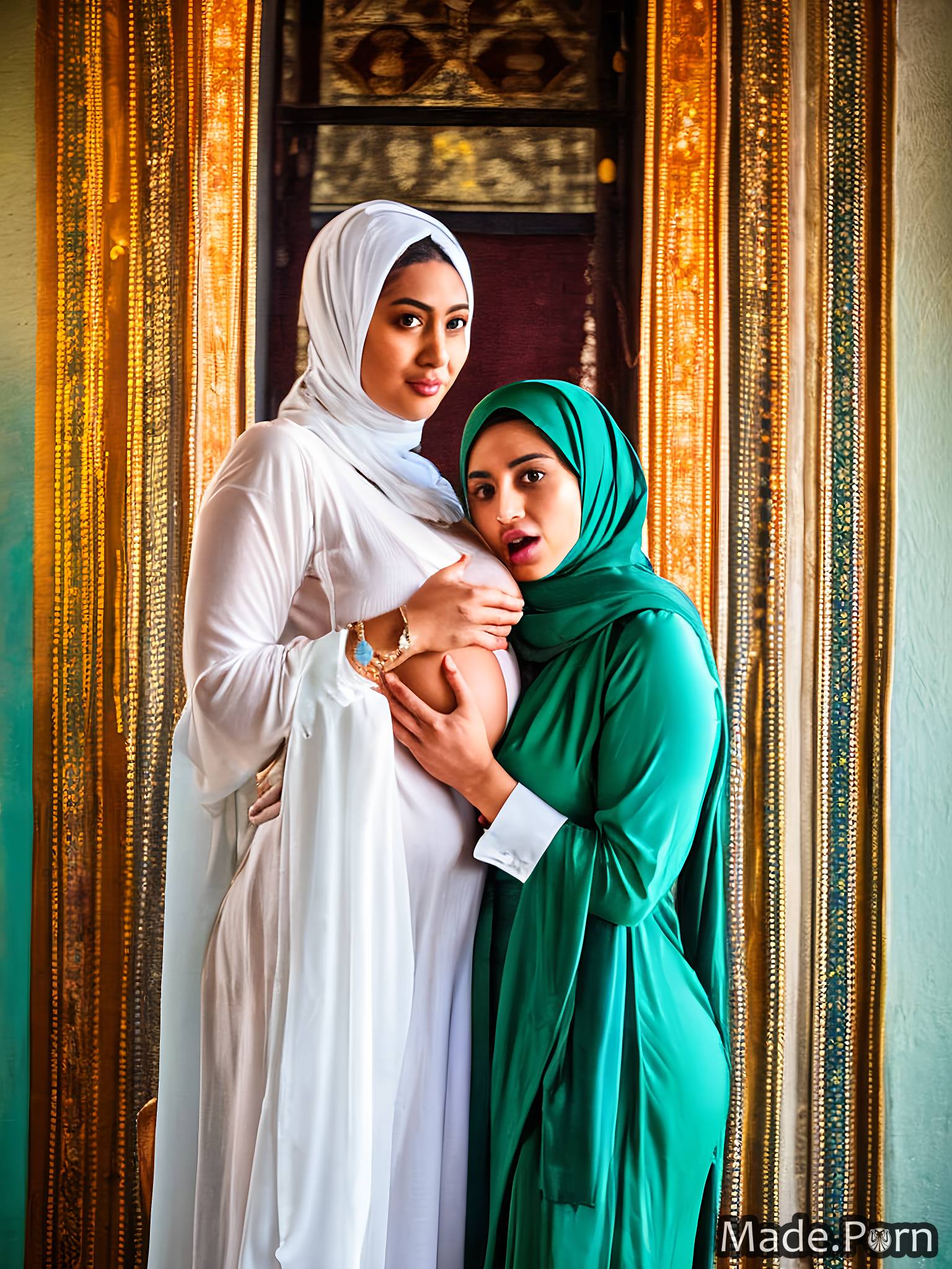 Hijab Mother And Daughter - Porn image of tanned skin daytime shocked 18 middle eastern ass licking  silk created by AI