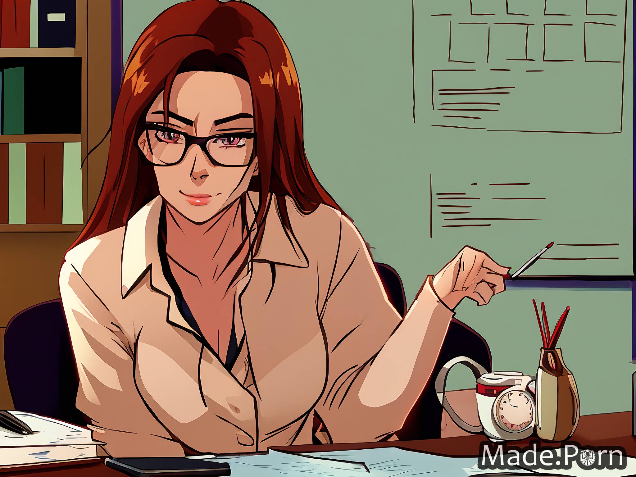 Anime Secretary Porn - Porn image of full shot babe anime secretary korean 30 office created by AI