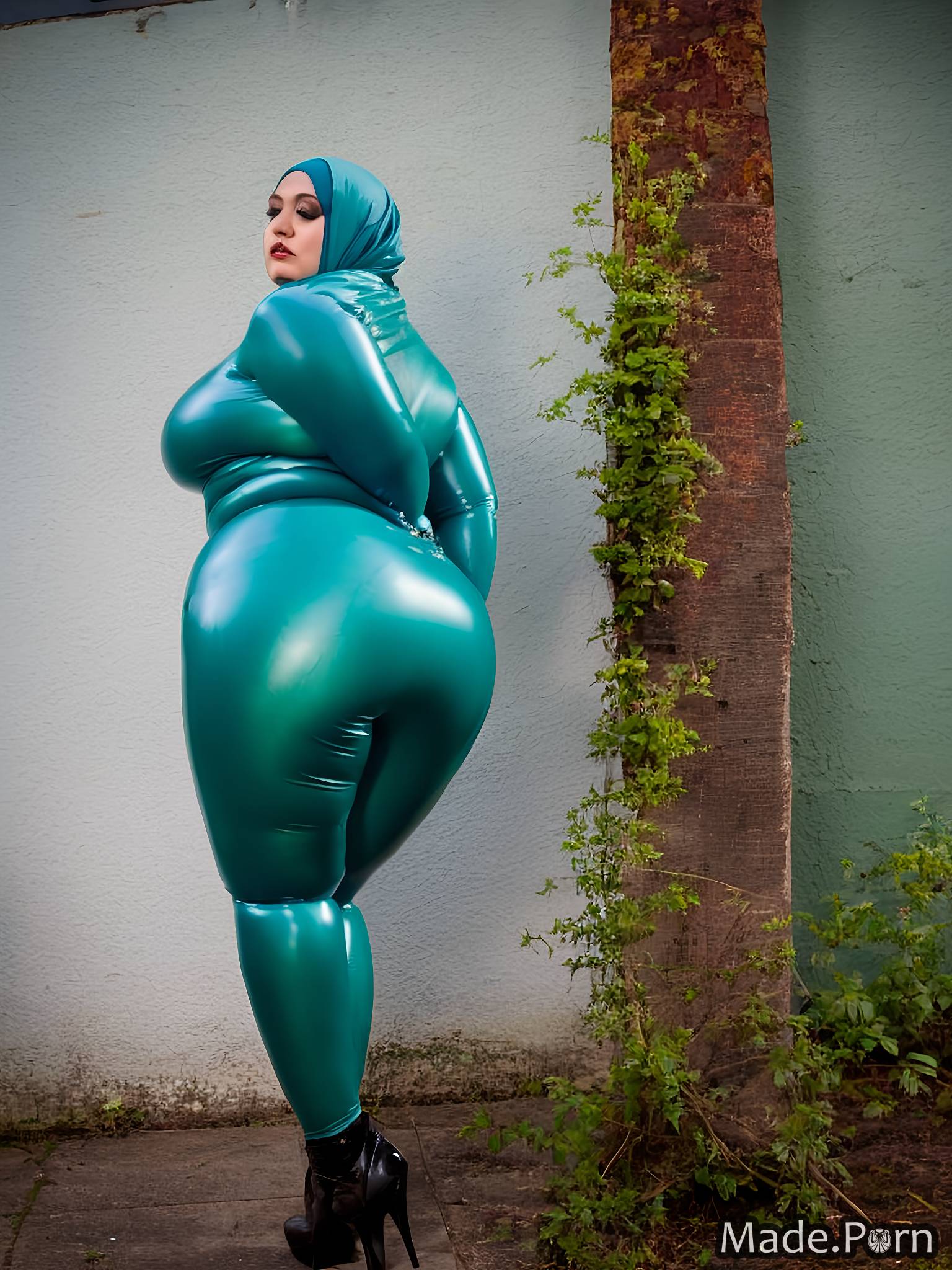 Porn image of fetish photo ssbbw hijab latex 40 bdsm created by AI