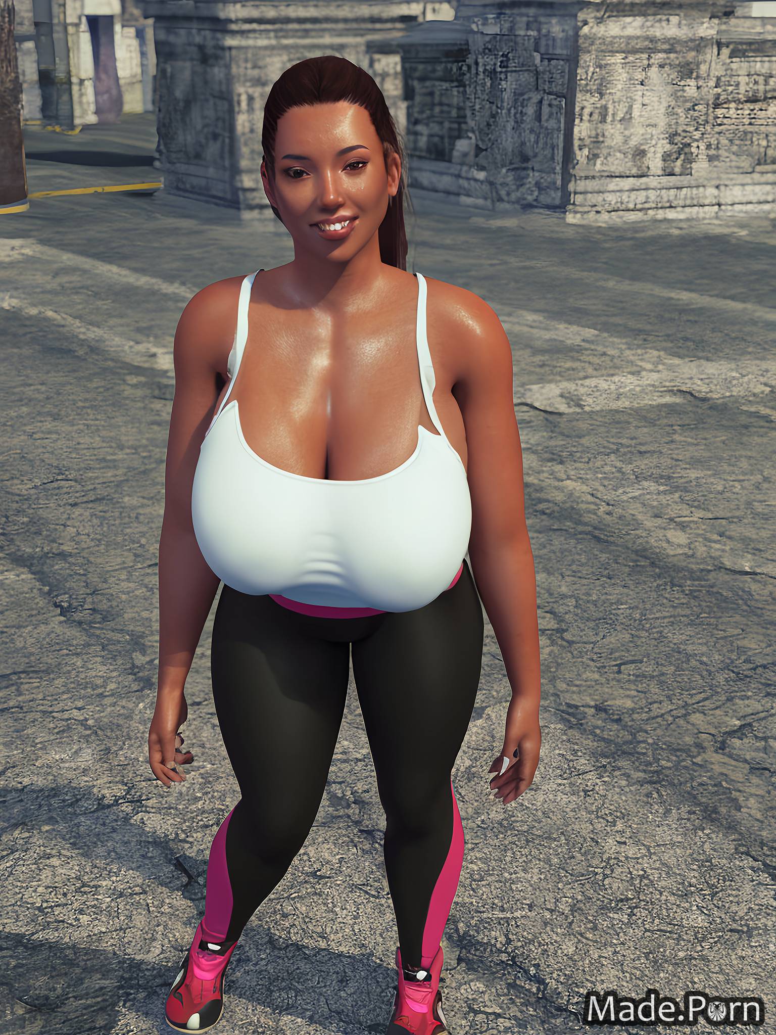 3d Sports Porn - Porn image of thick thighs 3d sports bra thick huge boobs yoga pants  albanian created by AI
