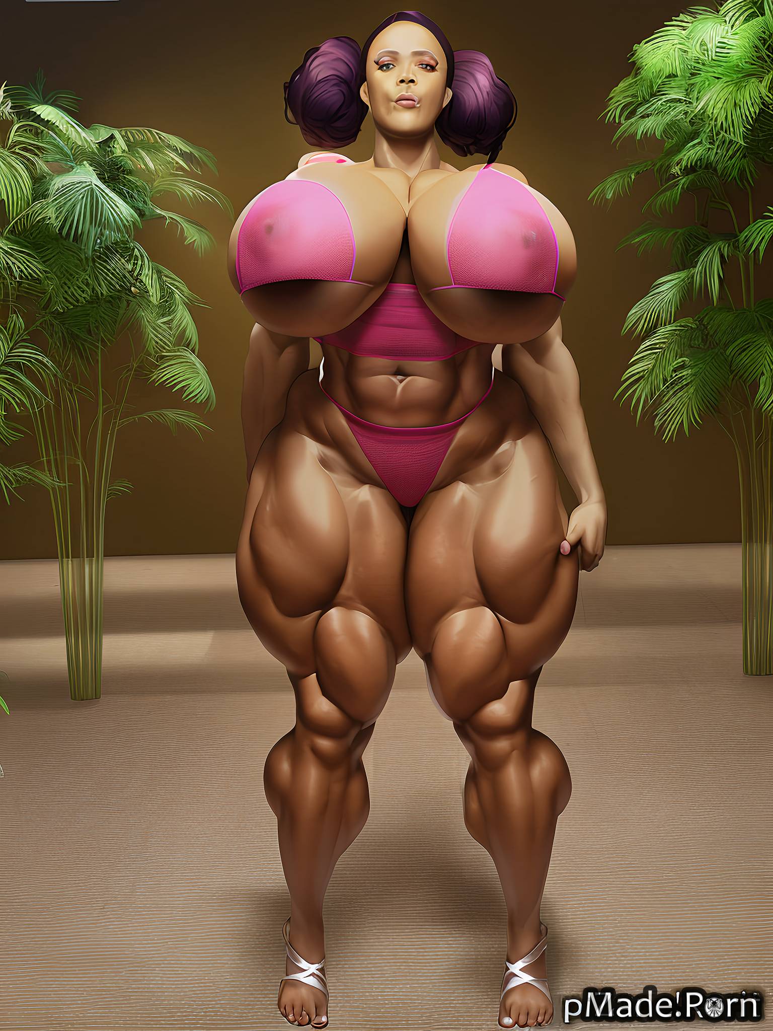 Porn image of bodybuilder thick thighs muscular woman changing room pouting  lips standing created by AI