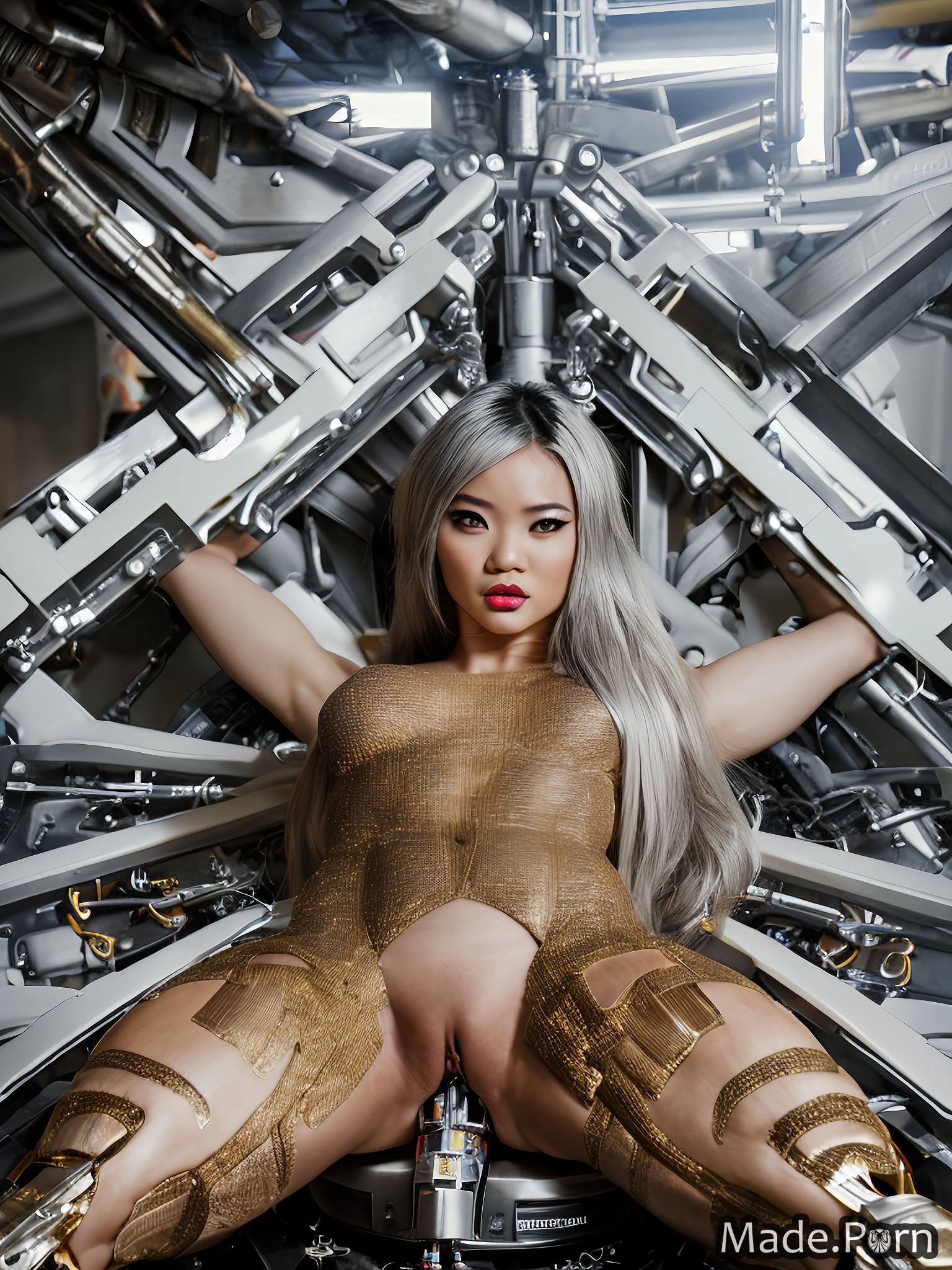 Asian Robot Porn - Porn image of metal robot woman cosplay bronze asian platinum created by AI