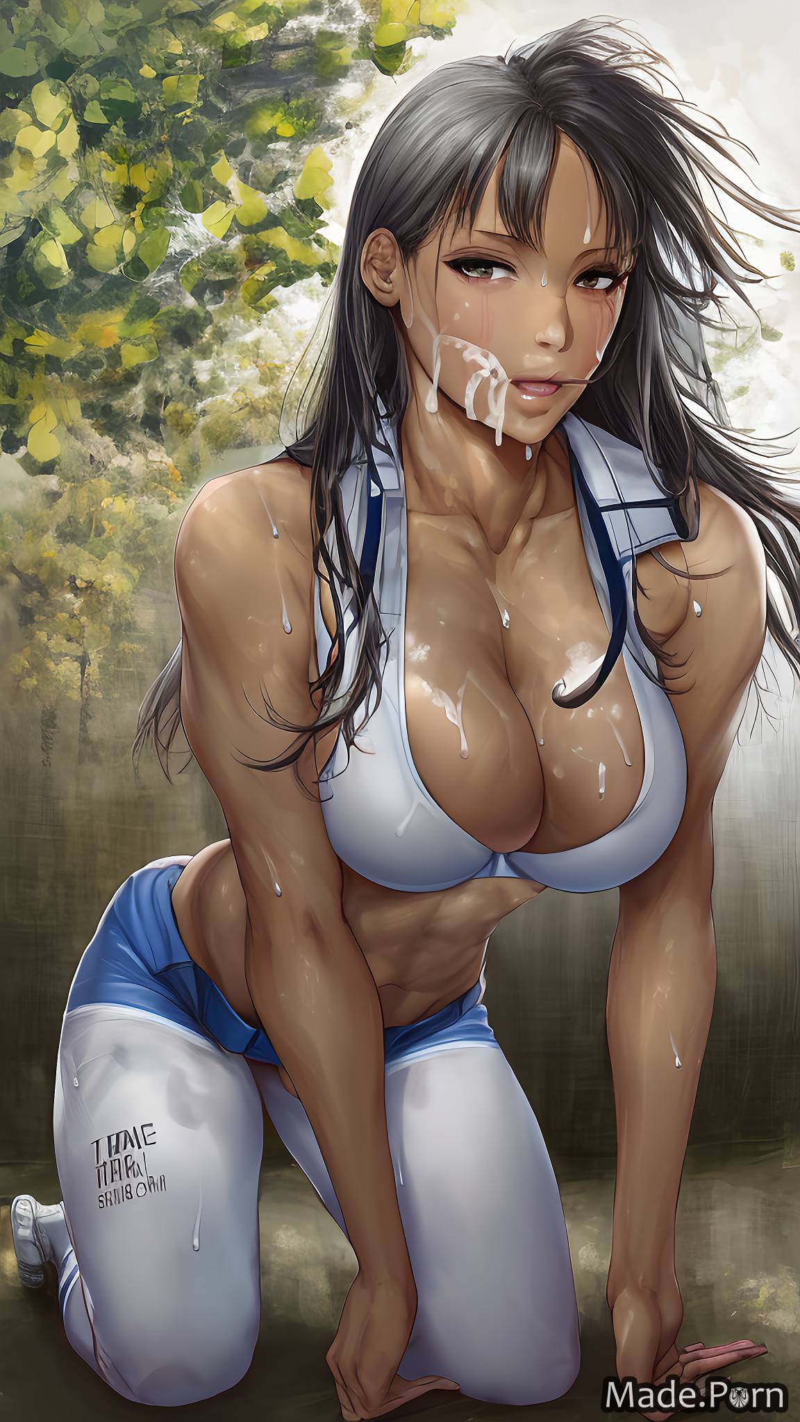 Porn image of doctor tennis oiled body white tight big tits kneeling  created by AI