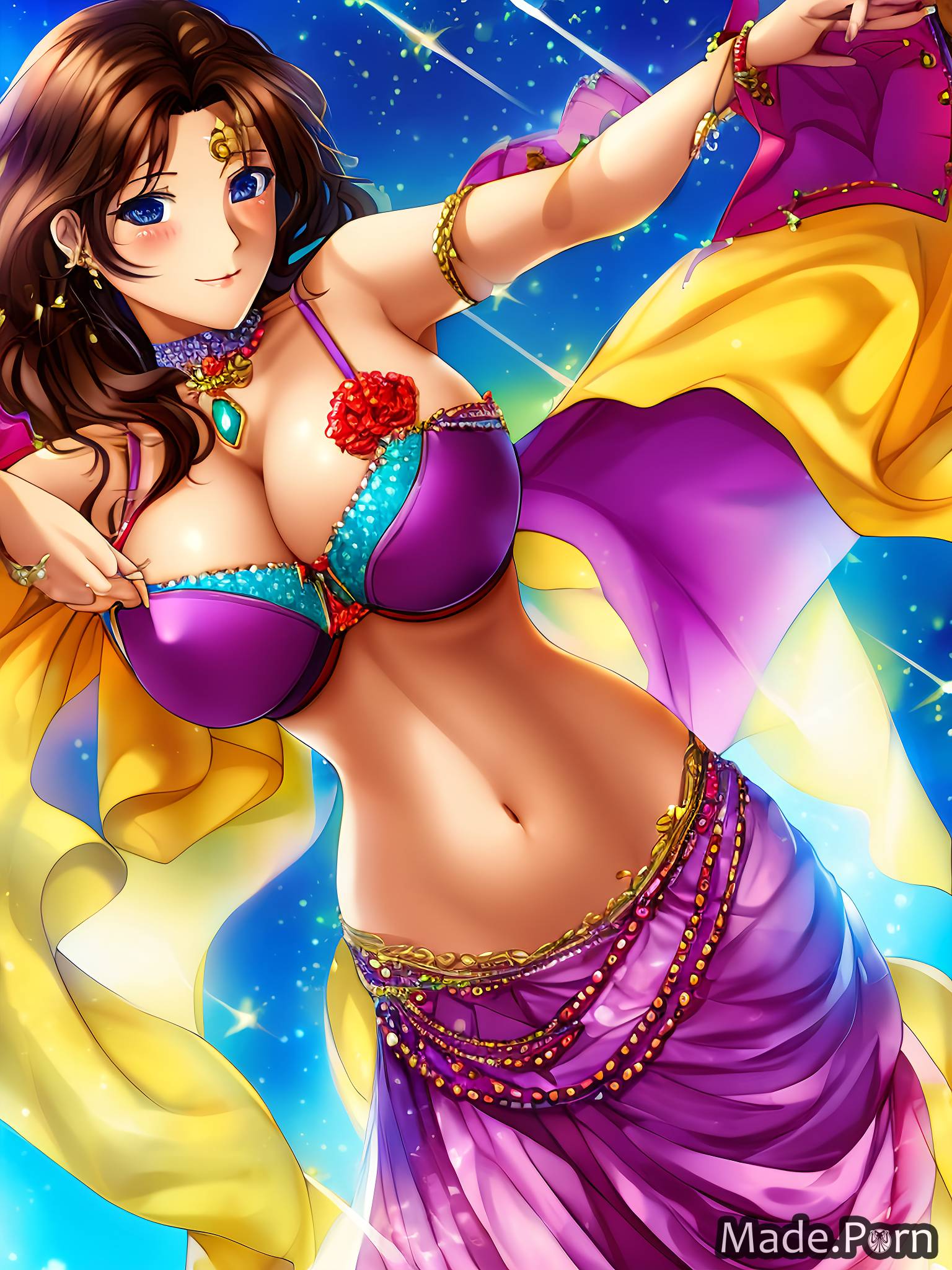 Anime Big Boobs Belly - Porn image of huge boobs belly dancer transparent athlete woman dancing  cleavage created by AI