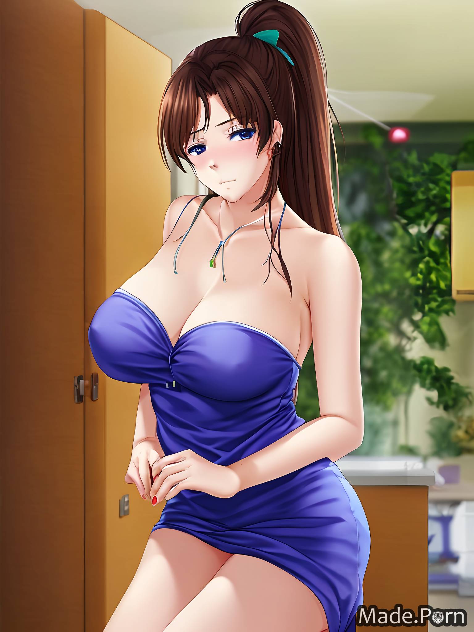 Porn image of indoors anime cuckold brunette high ponytail woman sad  created by AI