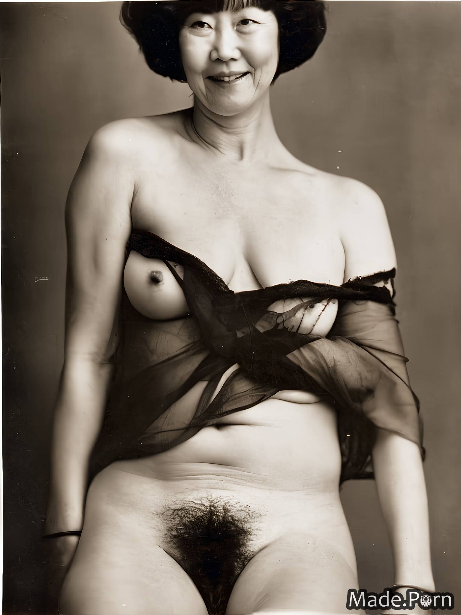 Nude Asian Boudoir - Porn image of silk saggy tits vintage 80 boudoir happy asian created by AI