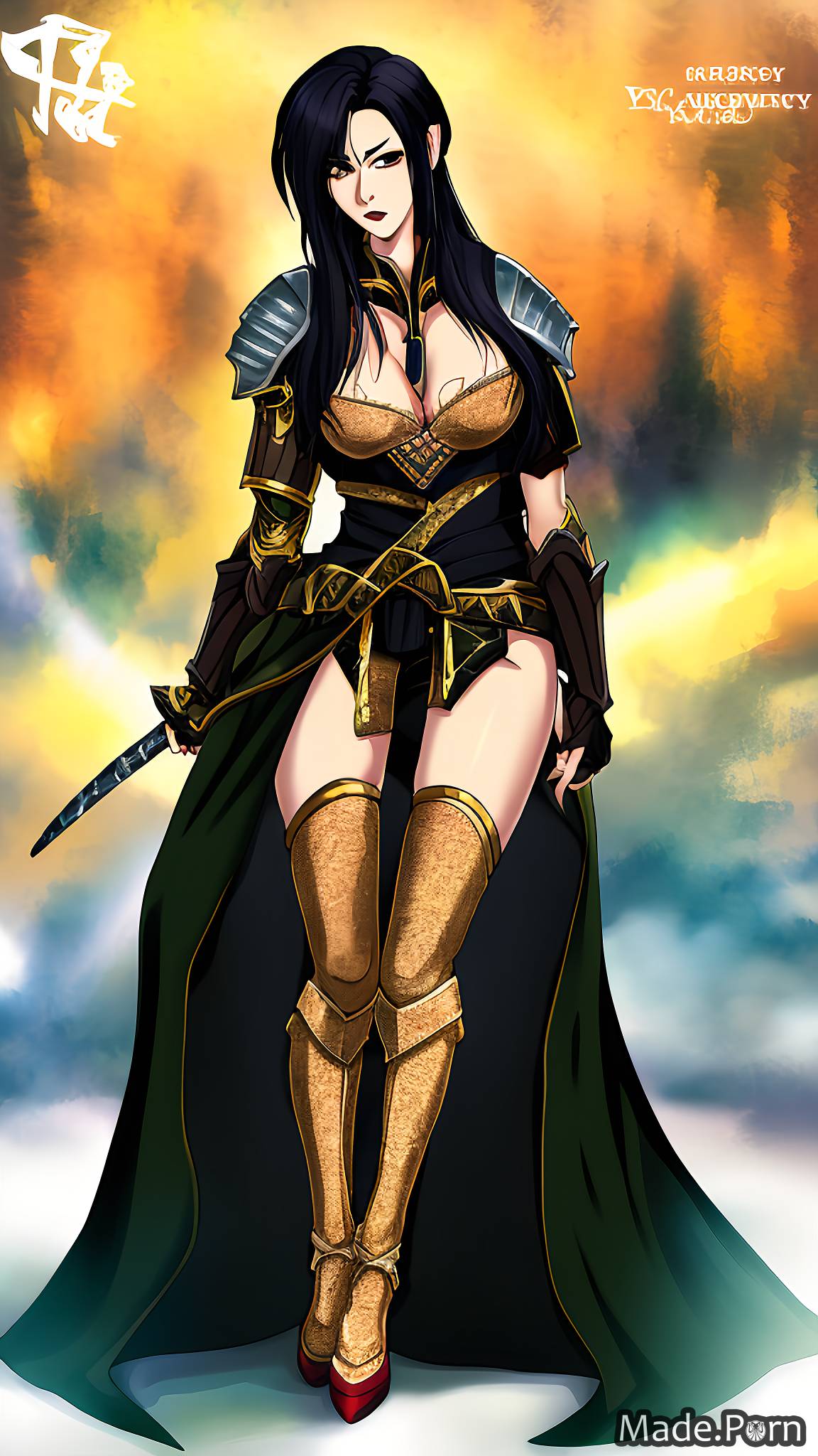 Porn image of belt fully clothed goth japanese 18 fantasy armor anime  created by AI