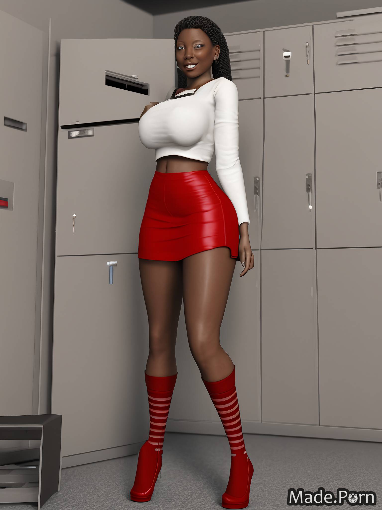 Porn image of thick 3d mini skirt shirt big hips woman 18 created by AI