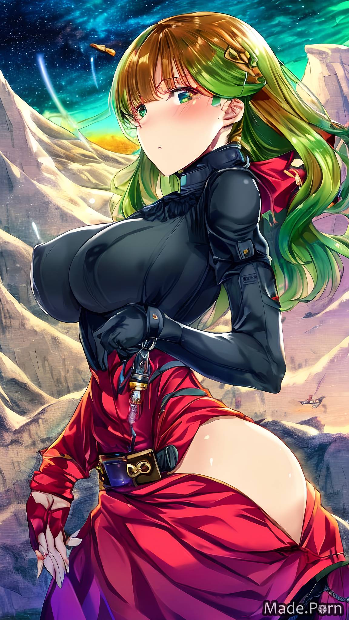 Anime Green Hair Porn - Porn image of night Cappadocia green hair cloud perfect body pirate bangs  hair created by AI