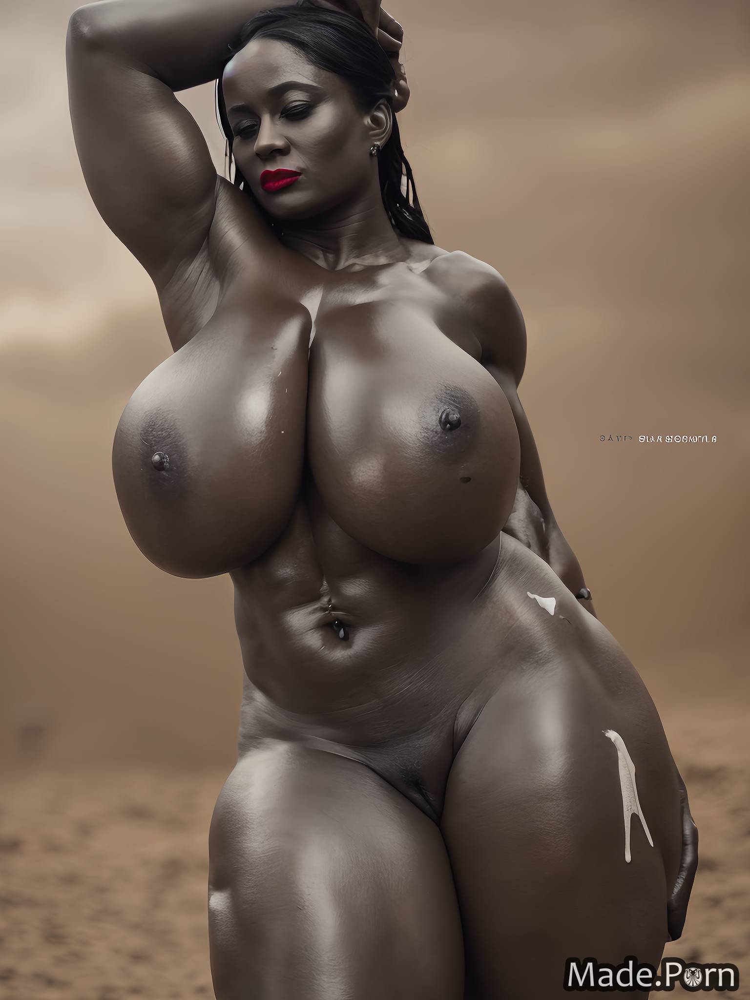 Porn image of sci-fi big hips saggy tits 80 thick thighs shiny skin  muscular created by AI