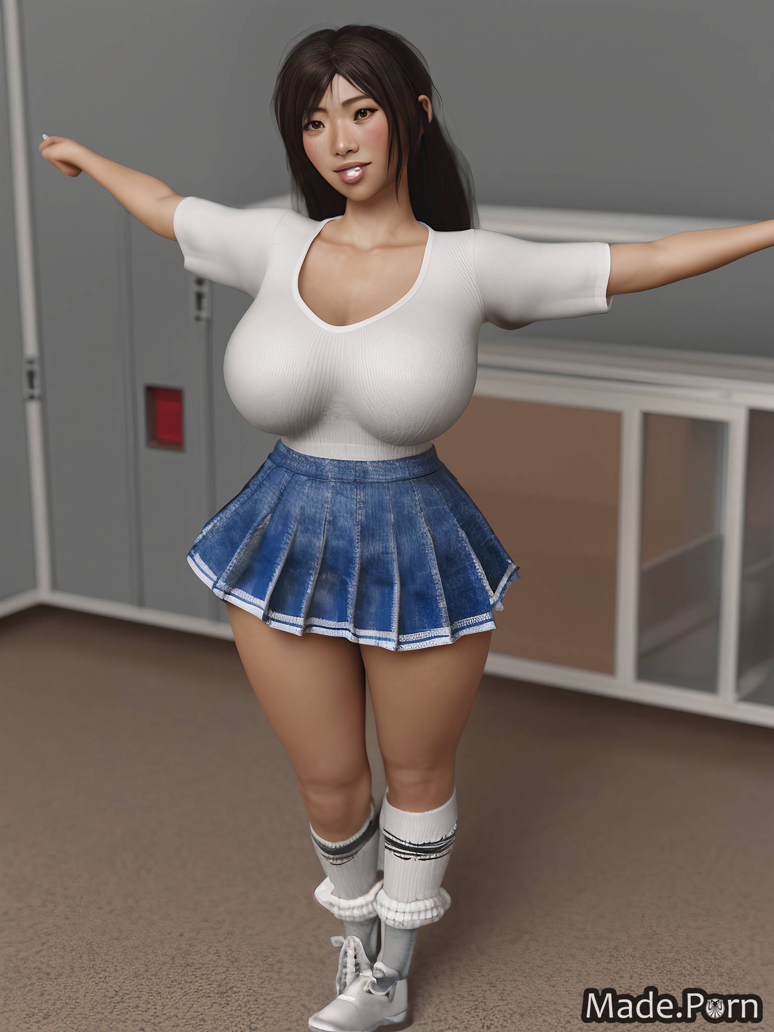 3d Porn Short - Porn image of mini skirt 3d huge boobs short thick high socks big hips  created by AI