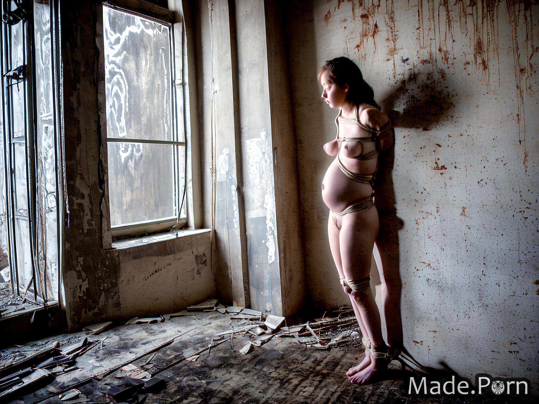 Abandoned Nudes - Porn image of pregnant nude abandoned building 18 bondage woman vintage  created by AI