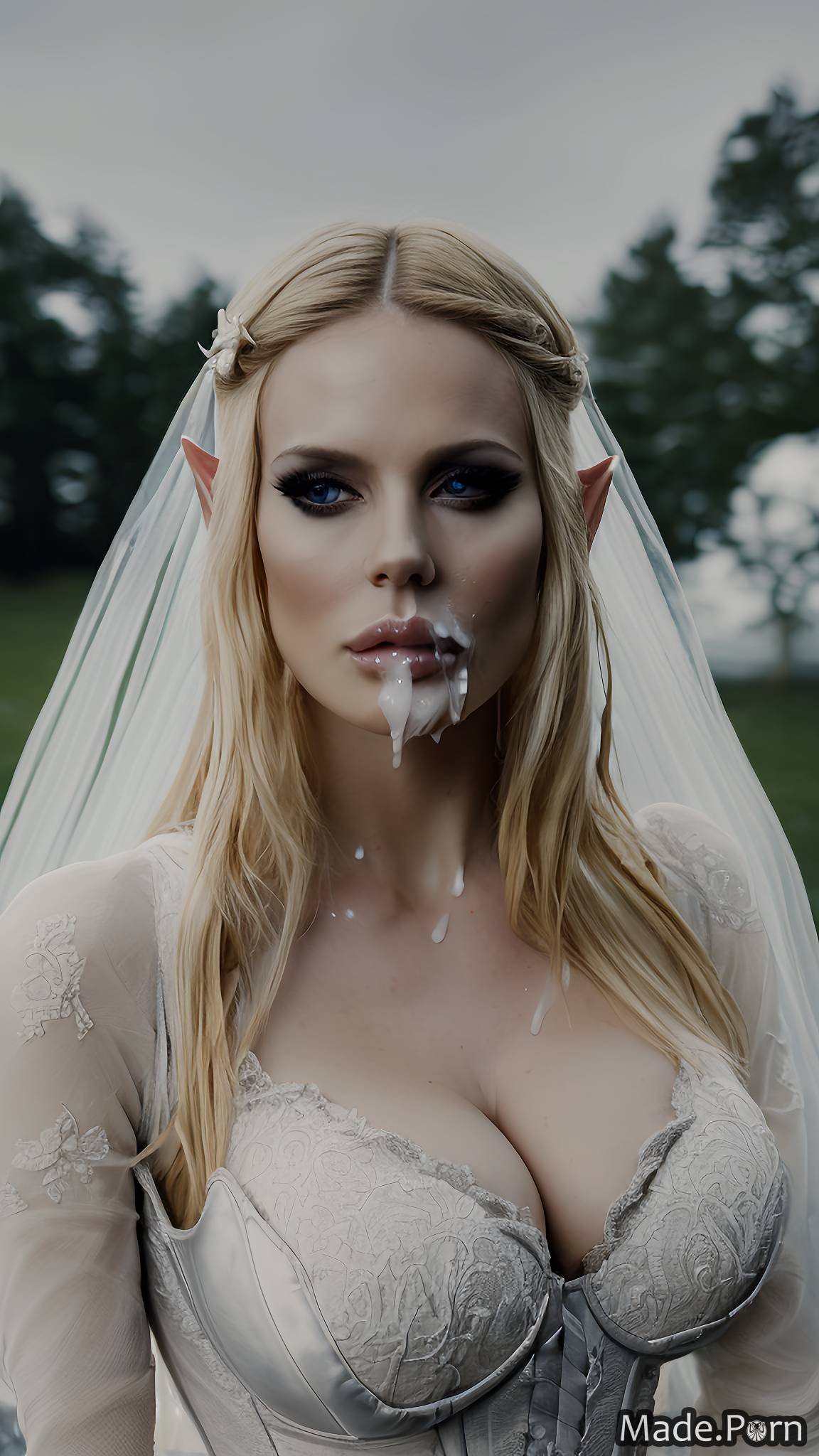 Blonde Bride Cumshot - Porn image of athlete cum on tits wedding medieval blowjob long sleeves  victorian created by AI