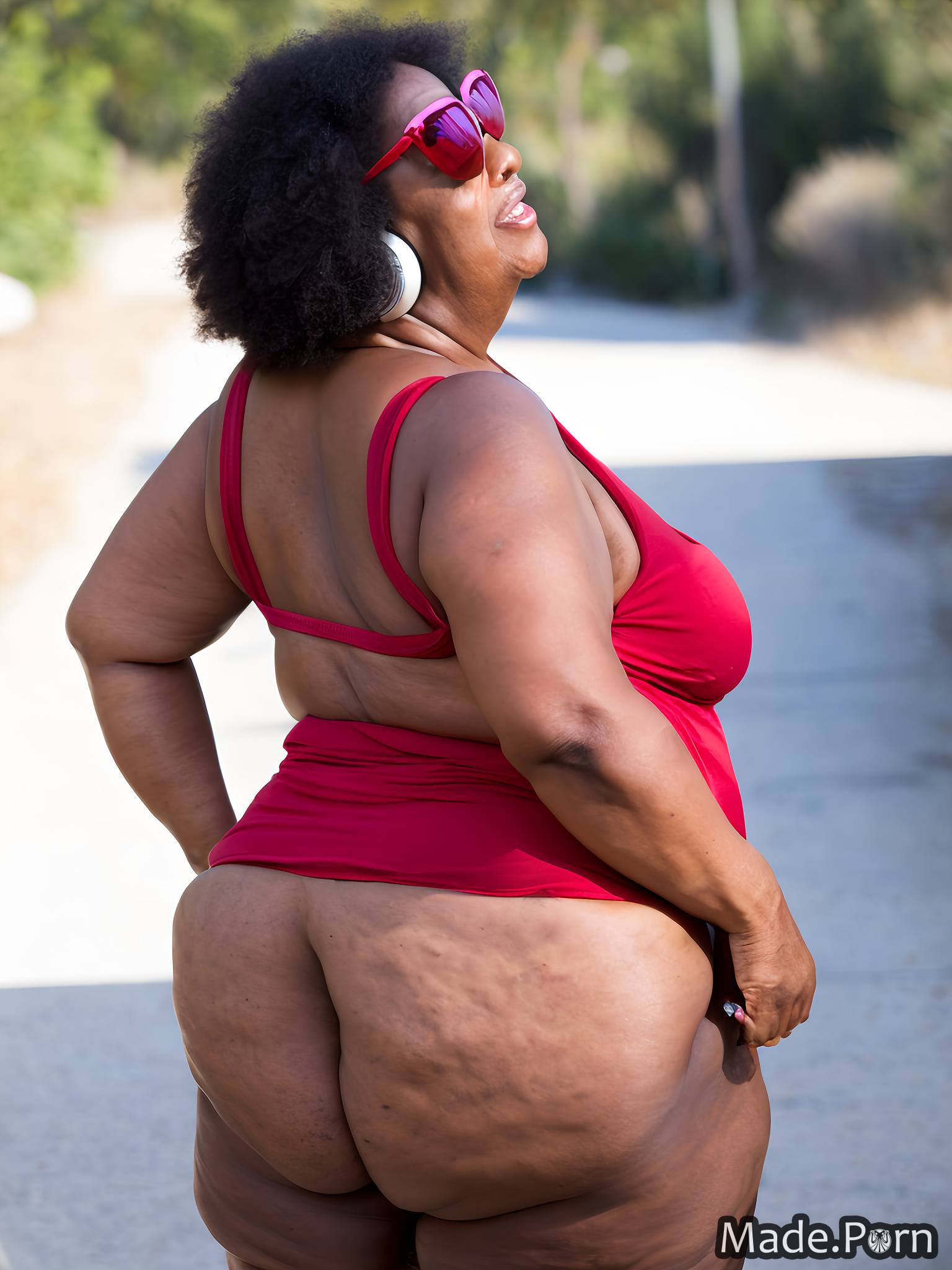 Porn image of african american long hair sideview 80 fat big hips ssbbw  created by AI