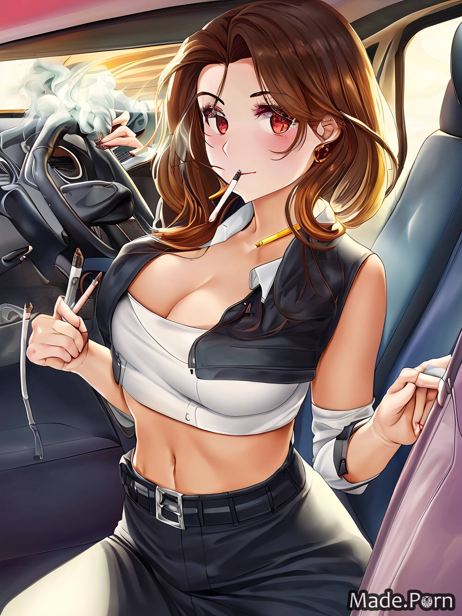 Car Anime Porn - Porn image of caucasian car looking at viewer police anime woman leather  created by AI