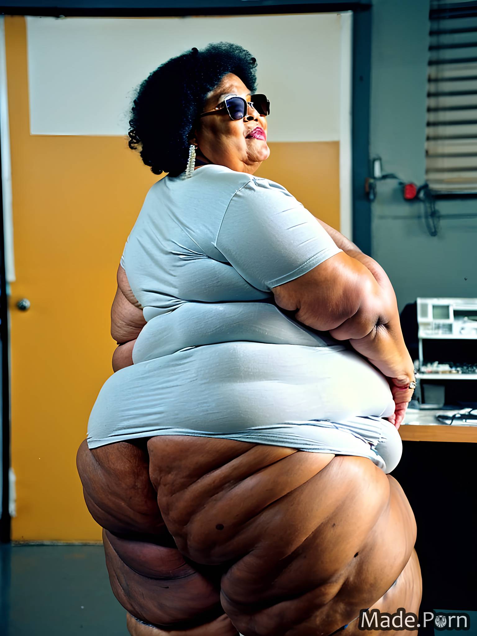 Porn image of slutty big hips 80 seductive cinematic ssbbw african american  created by AI