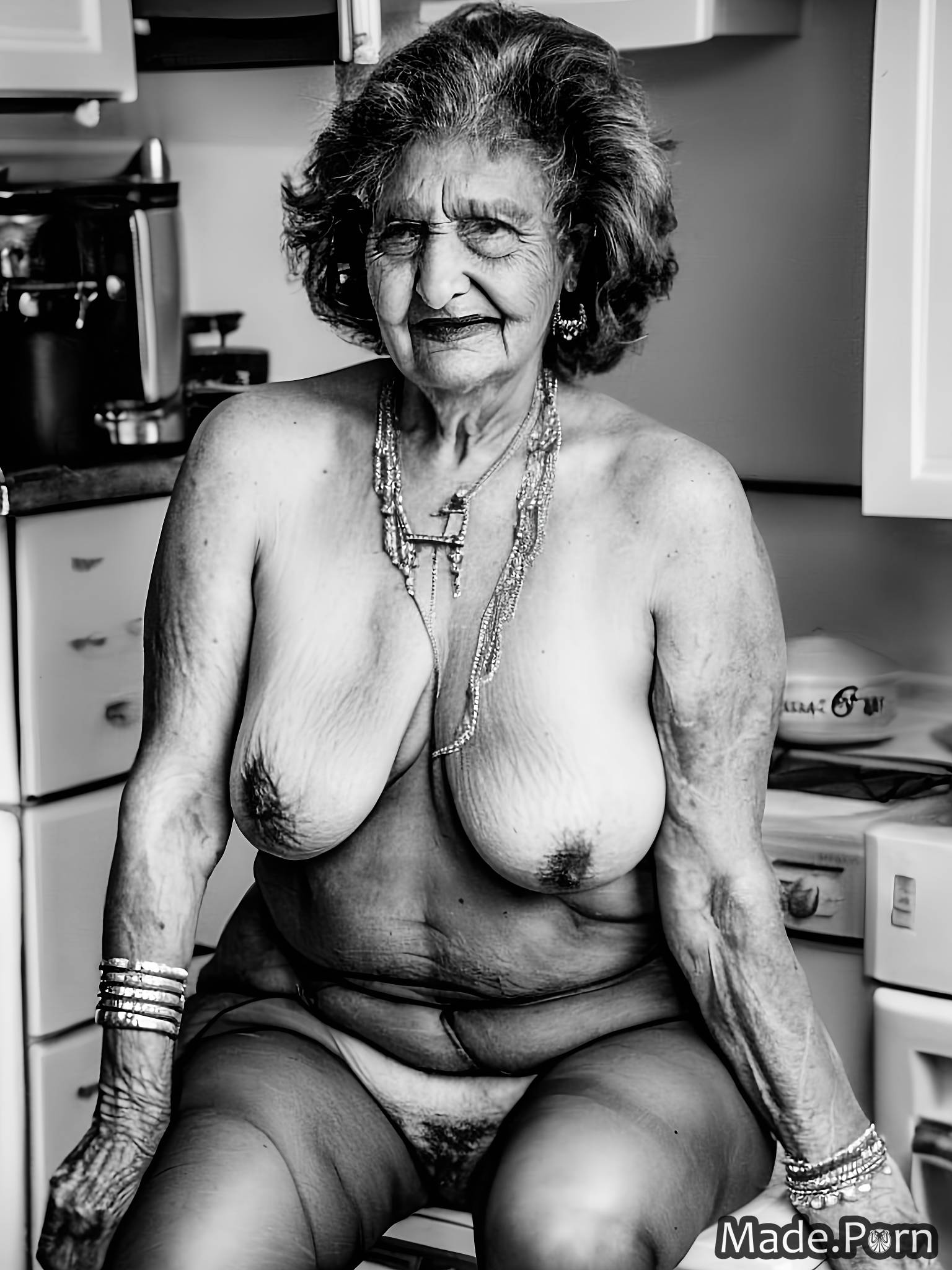 Porn image of cooking 80 nude indian seductive black hair kitchen Photo  created by AI