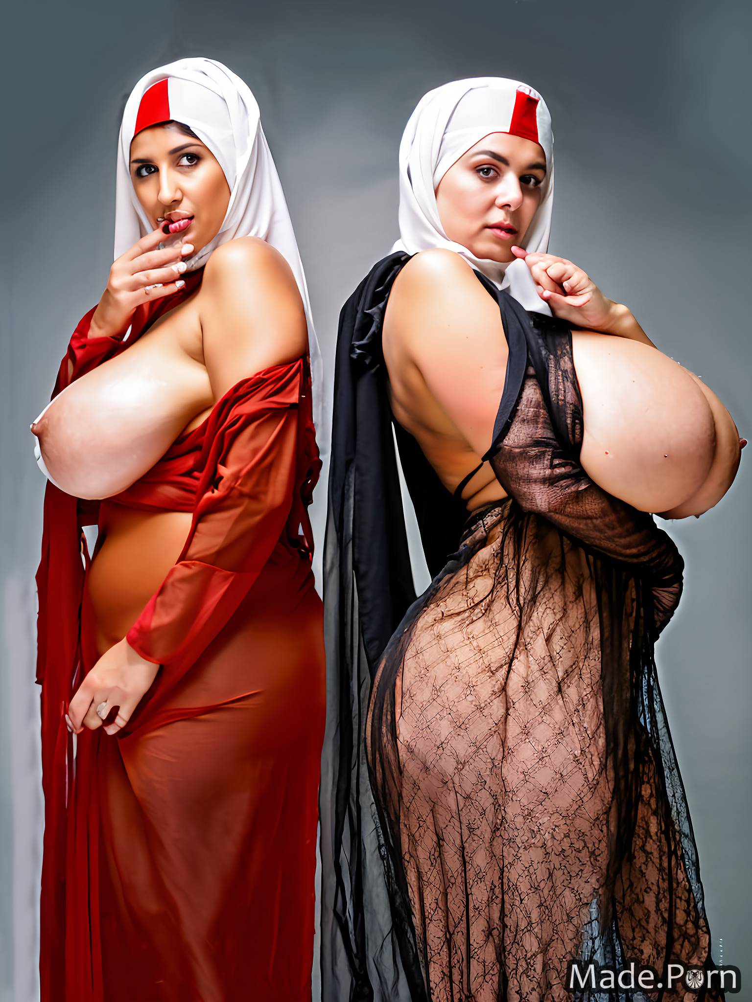 Porn image of photo huge boobs hijab 30 gigantic boobs big ass messy hair  created by AI