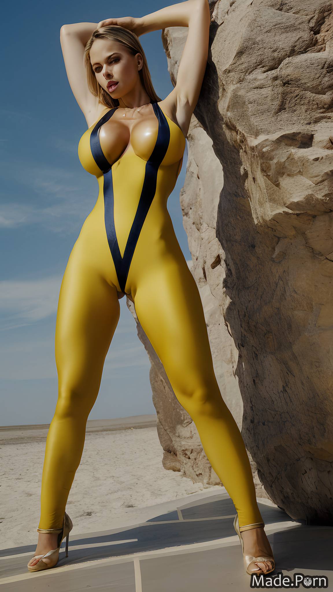 Porn image of gold wet woman one piece swimsuit sports movie pawg created  by AI